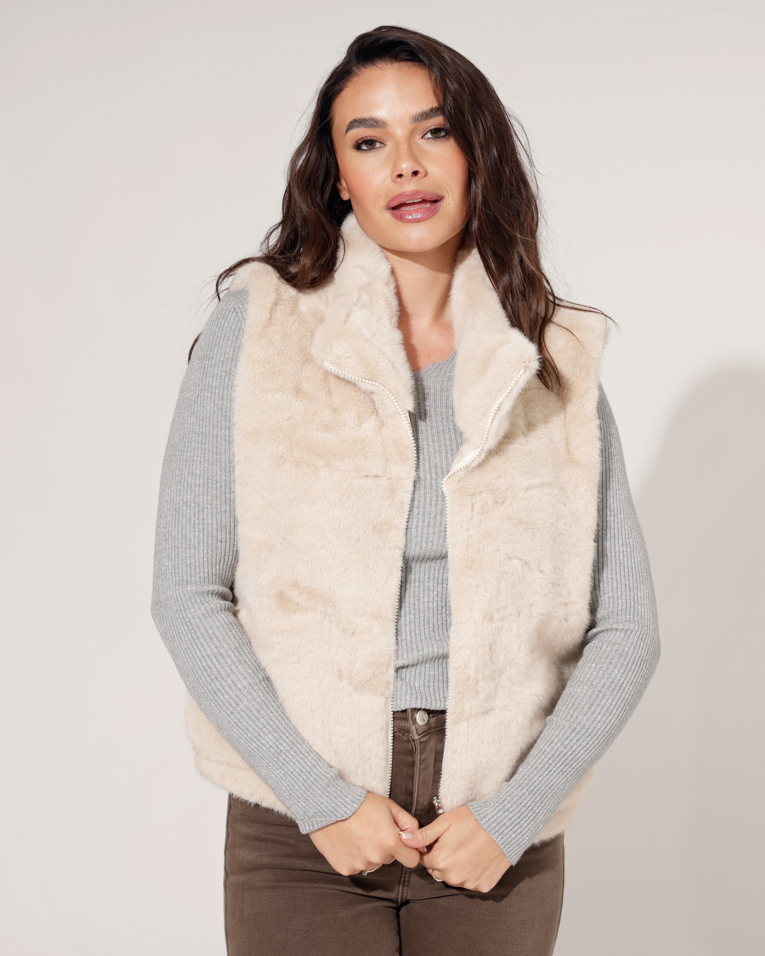 Fake fur gilet June Beige