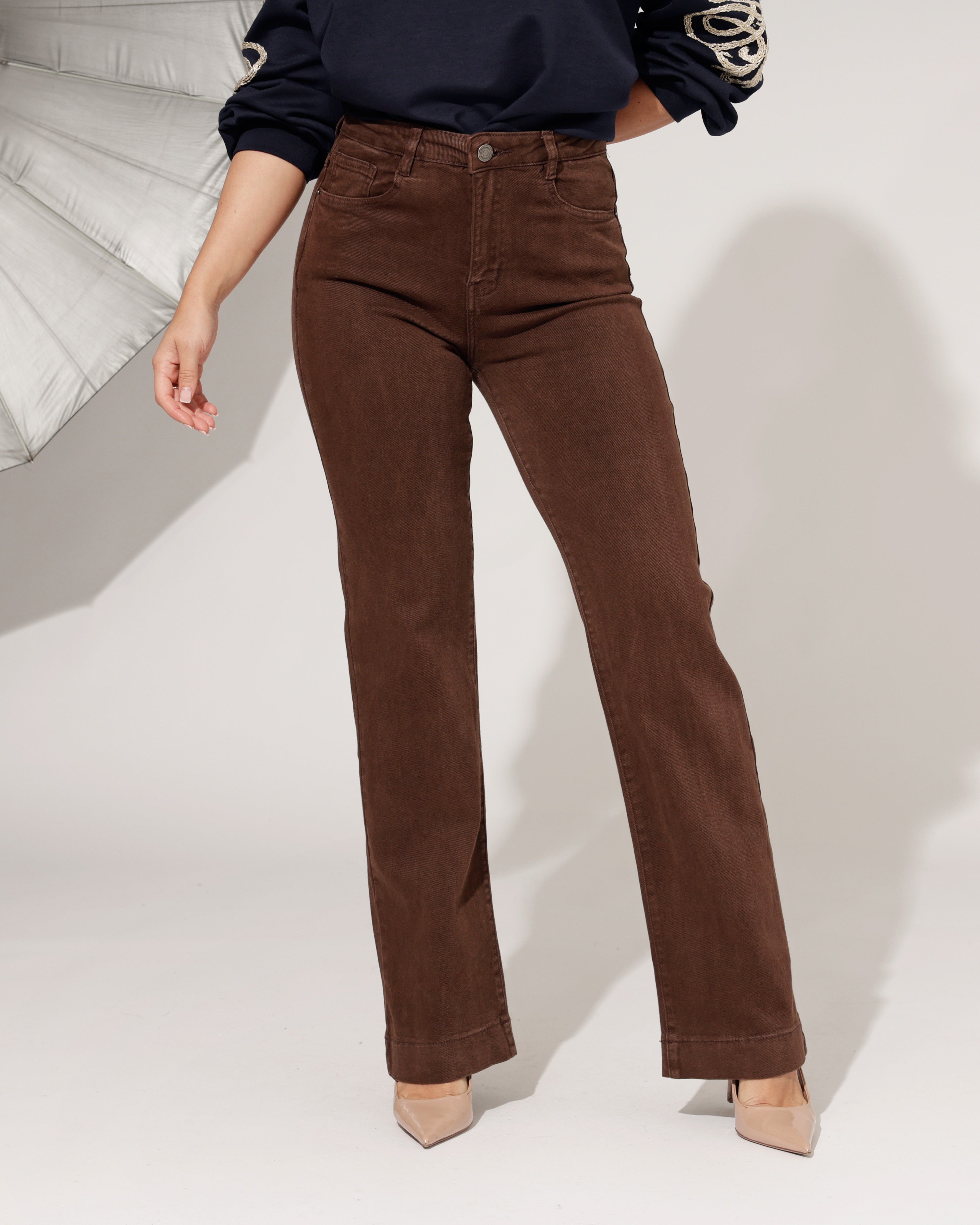 Folyrose | Wide leg jeans Gulia-I4 Bruin