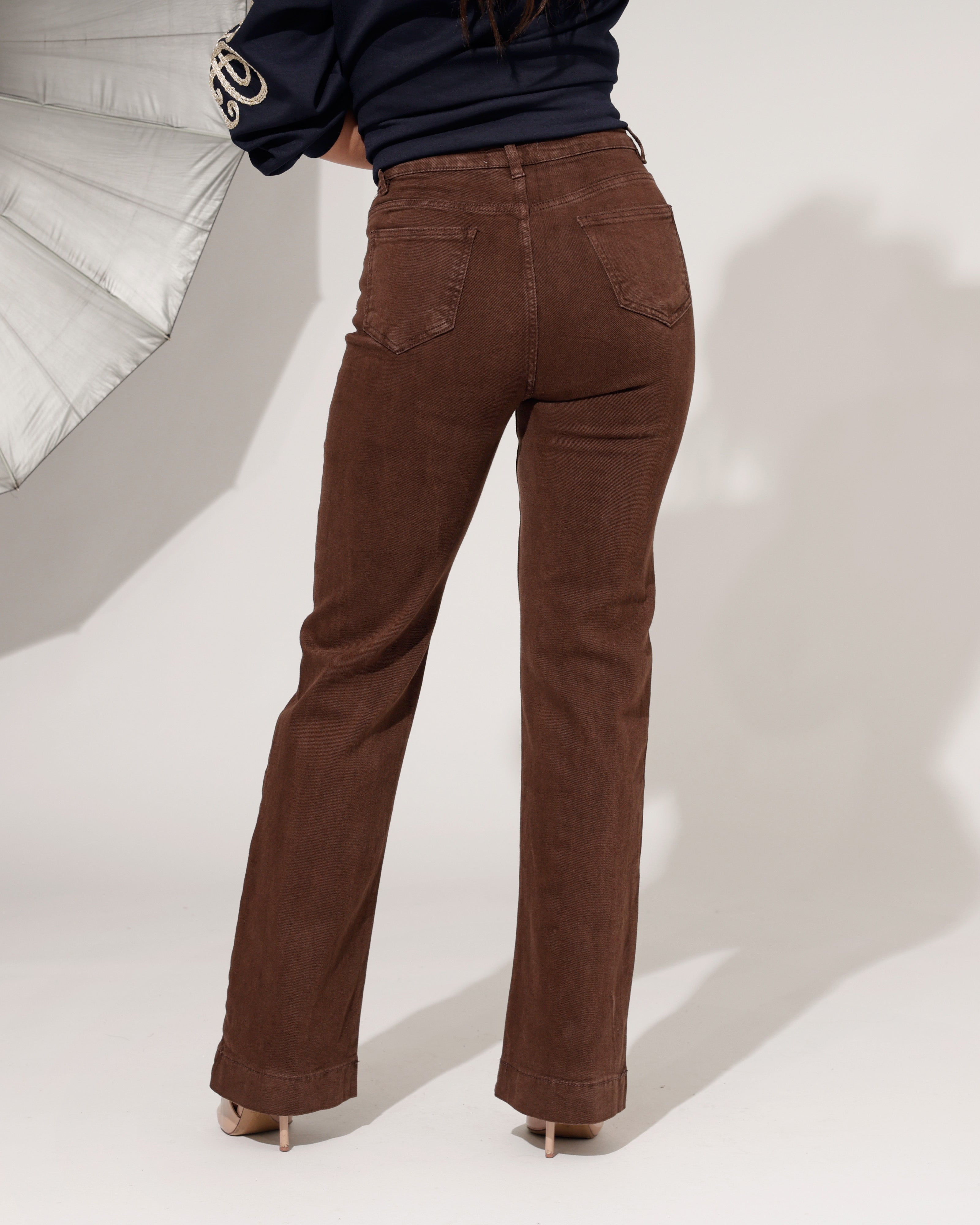 Folyrose | Wide leg jeans Gulia-I4 Bruin