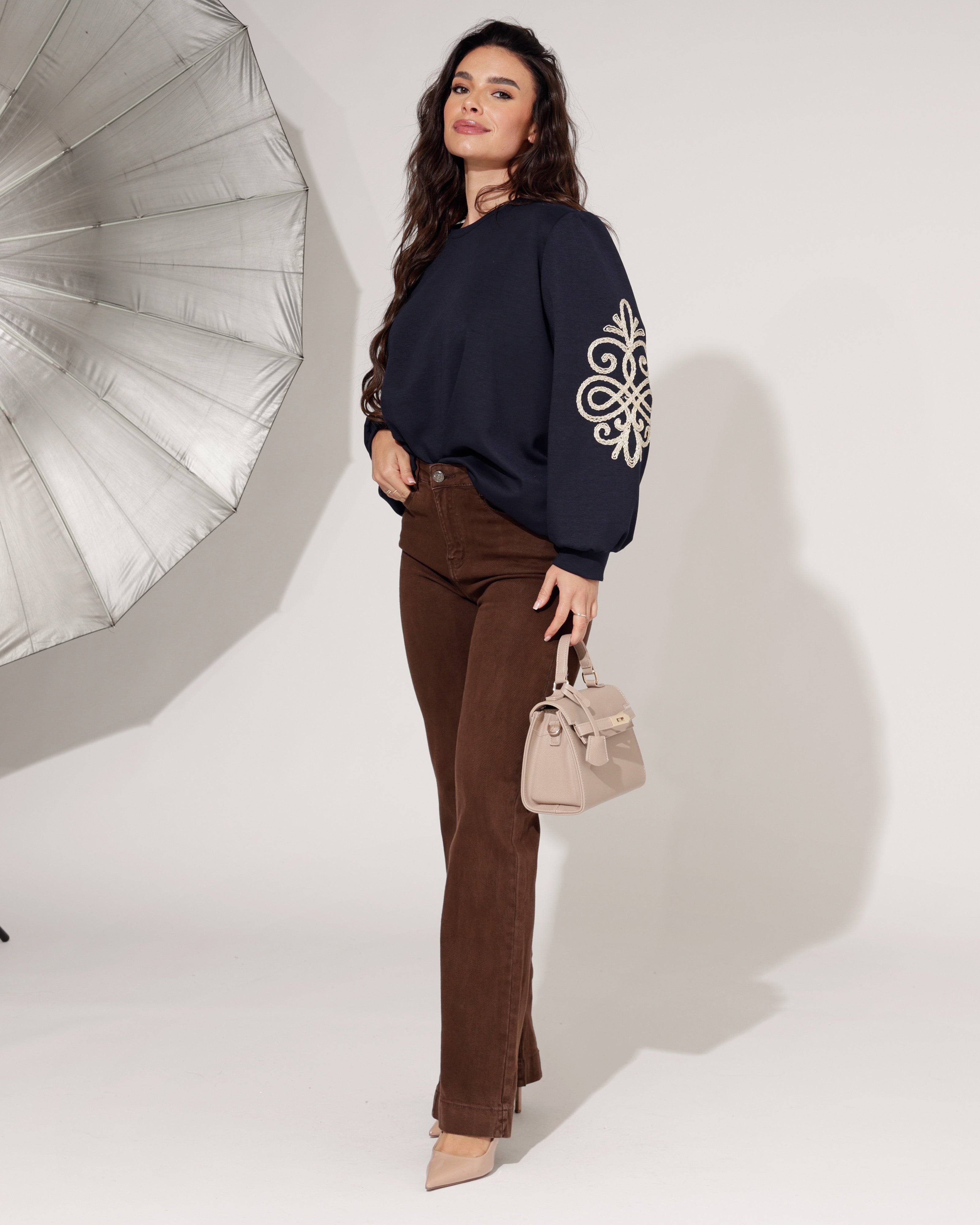 Folyrose | Wide leg jeans Gulia-I4 Bruin