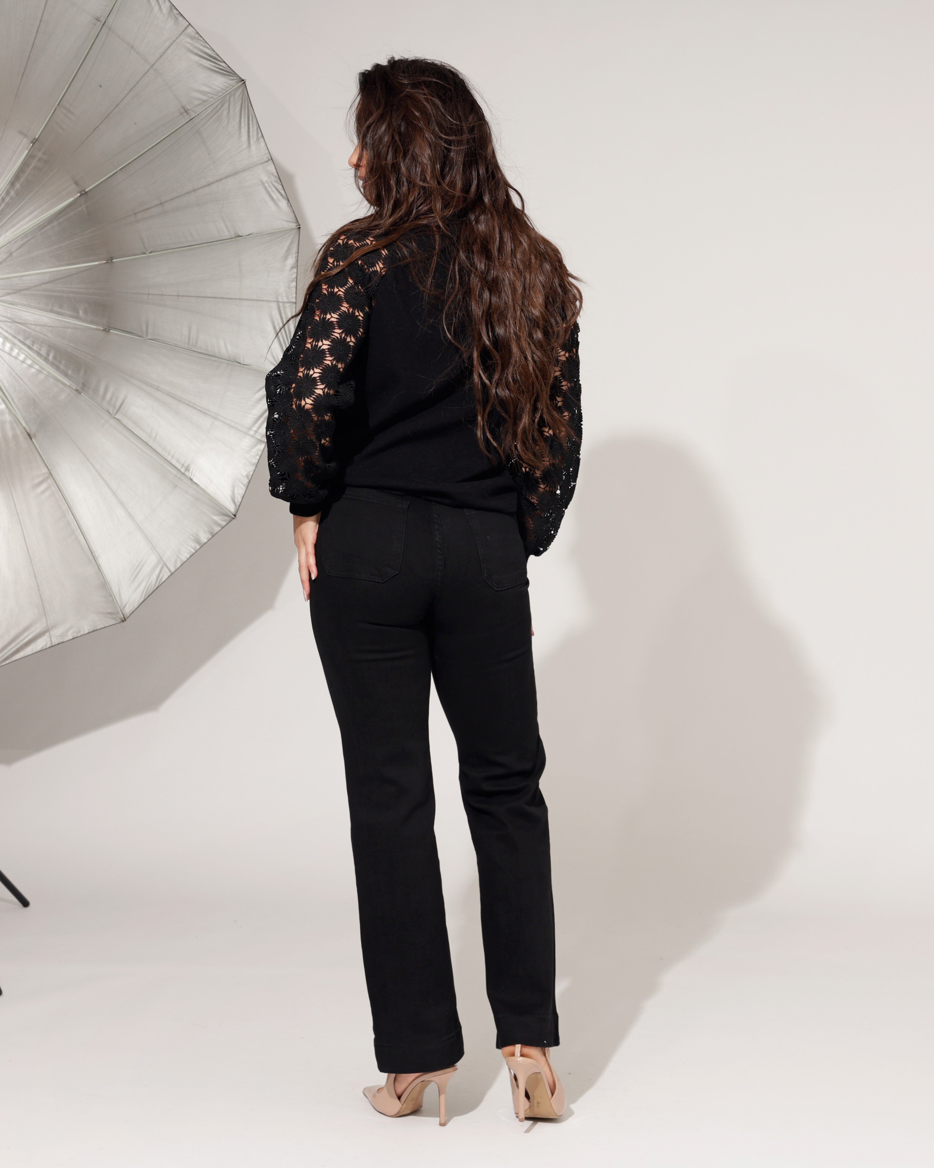 Folyrose | Wide leg jeans Jana-A Zwart