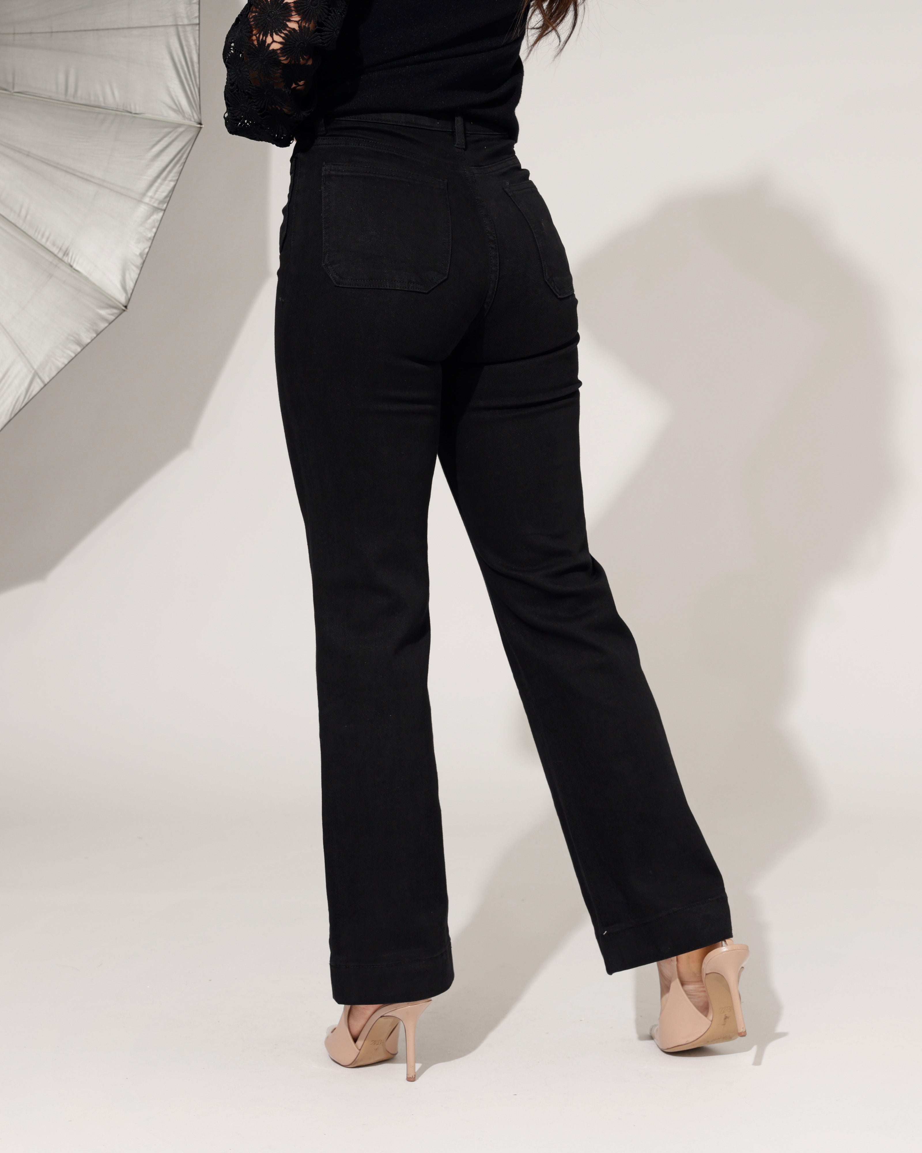 Folyrose | Wide leg jeans Jana-A Zwart