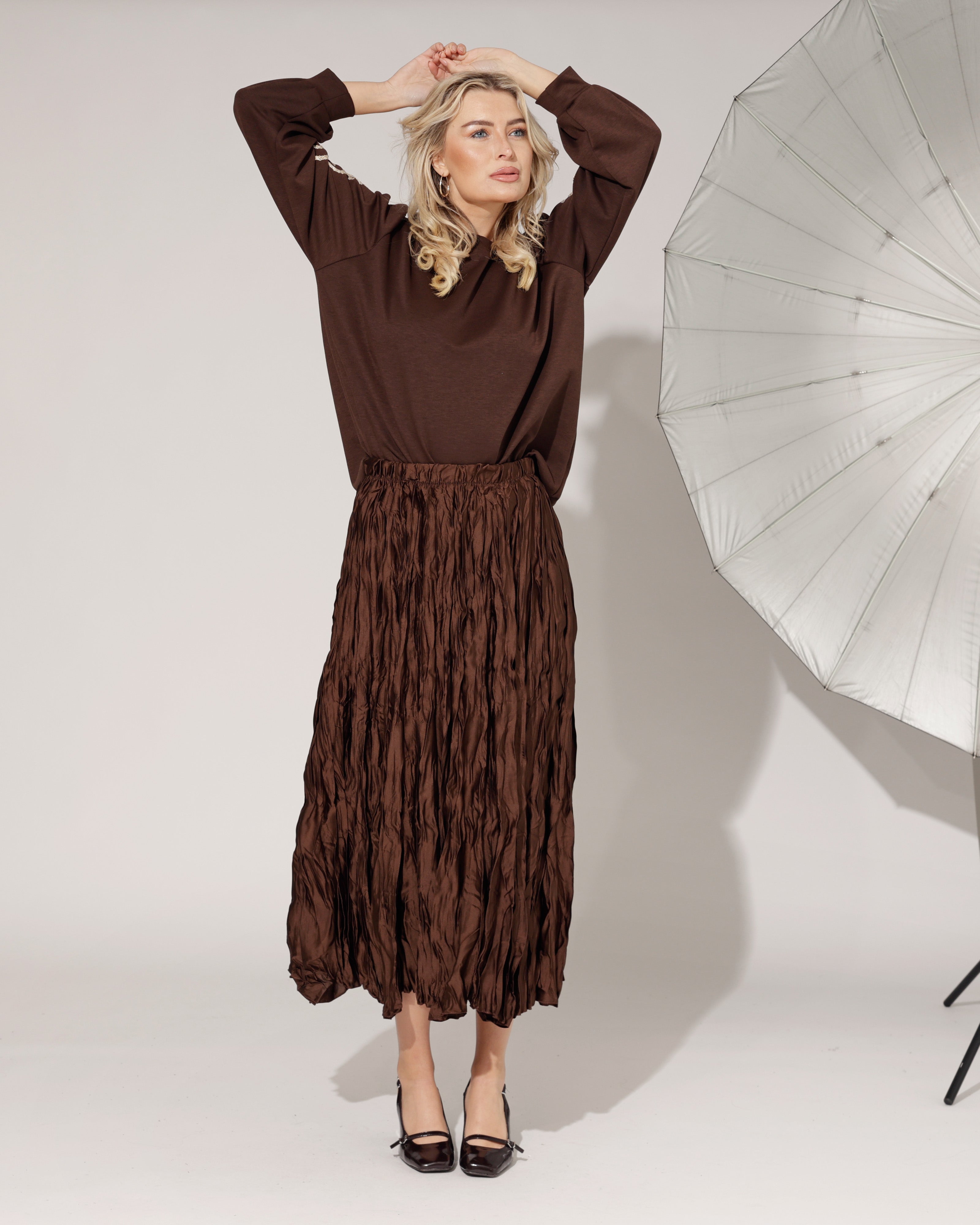 Lange rok Teddie Donkerbruin