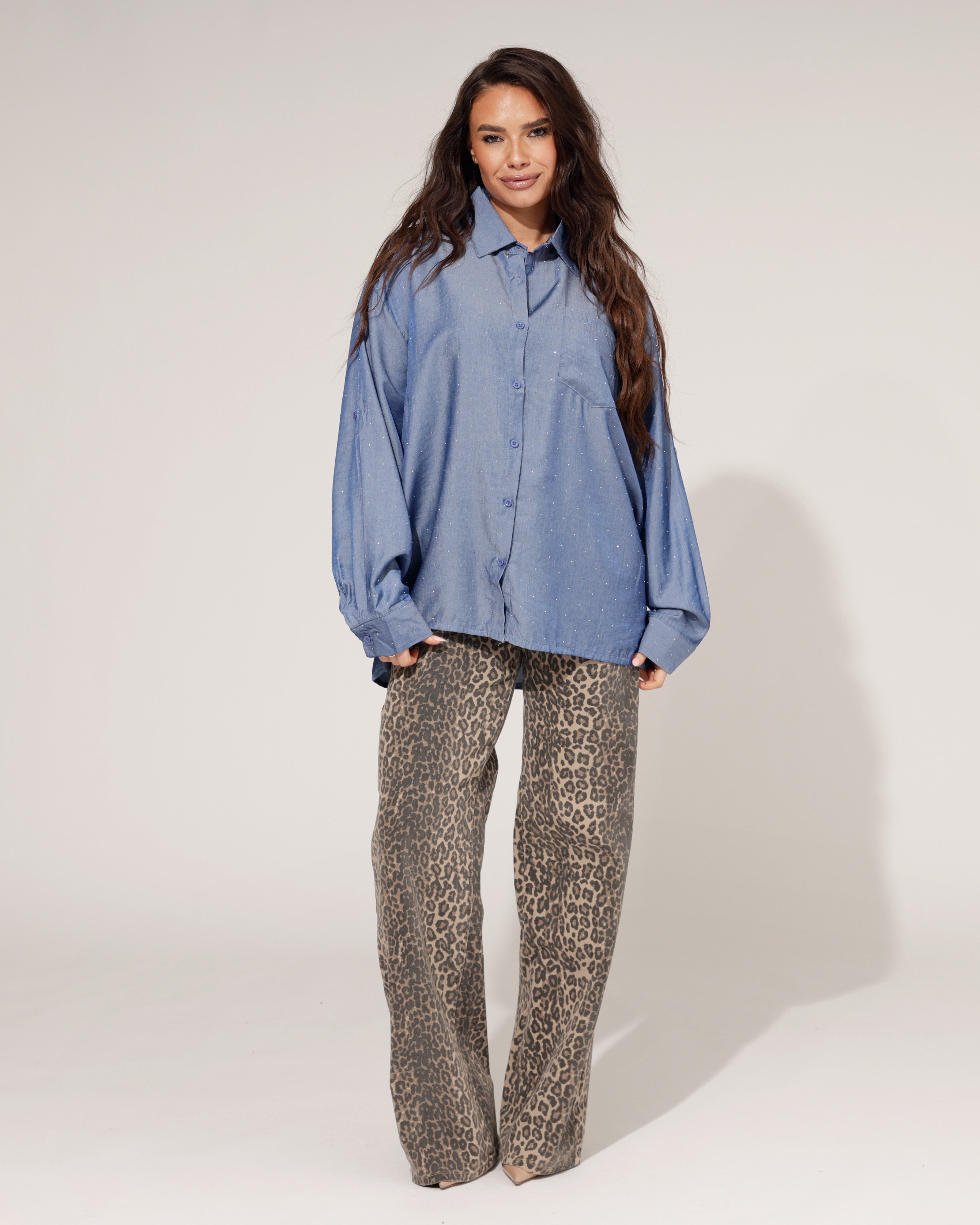 Spijkerblouse Met Glitters Gigi Donkerblauw