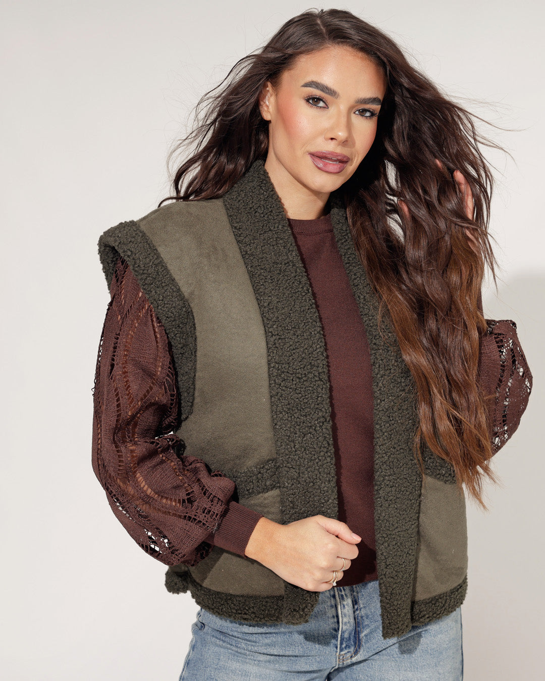 Bontgilet Bibi Donkergroen