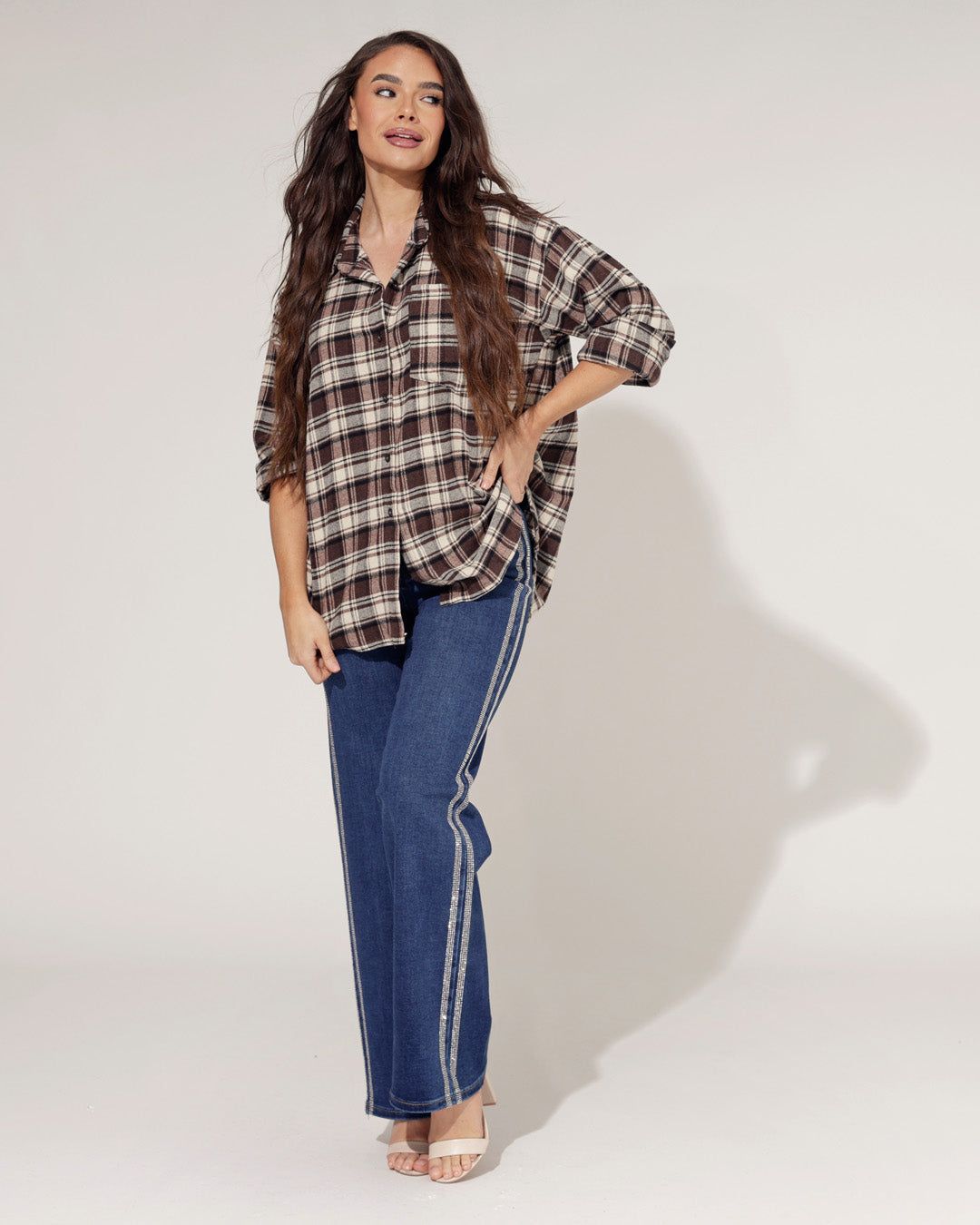 Geruite blouse Romy Donkerbruin