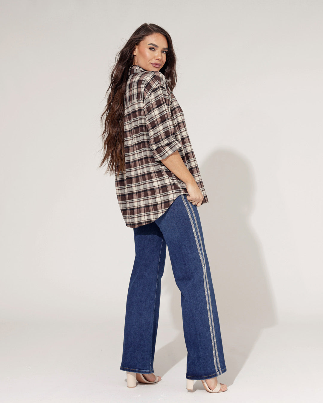 Geruite blouse Romy Donkerbruin