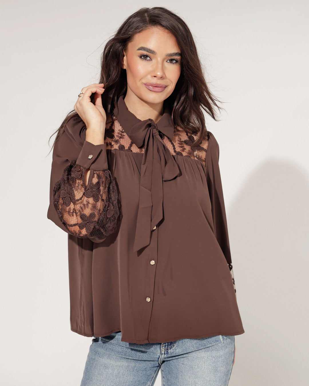 Blouse Besley Donkerbruin