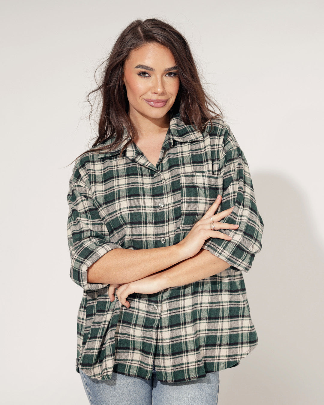 Geruite blouse Romy Groen