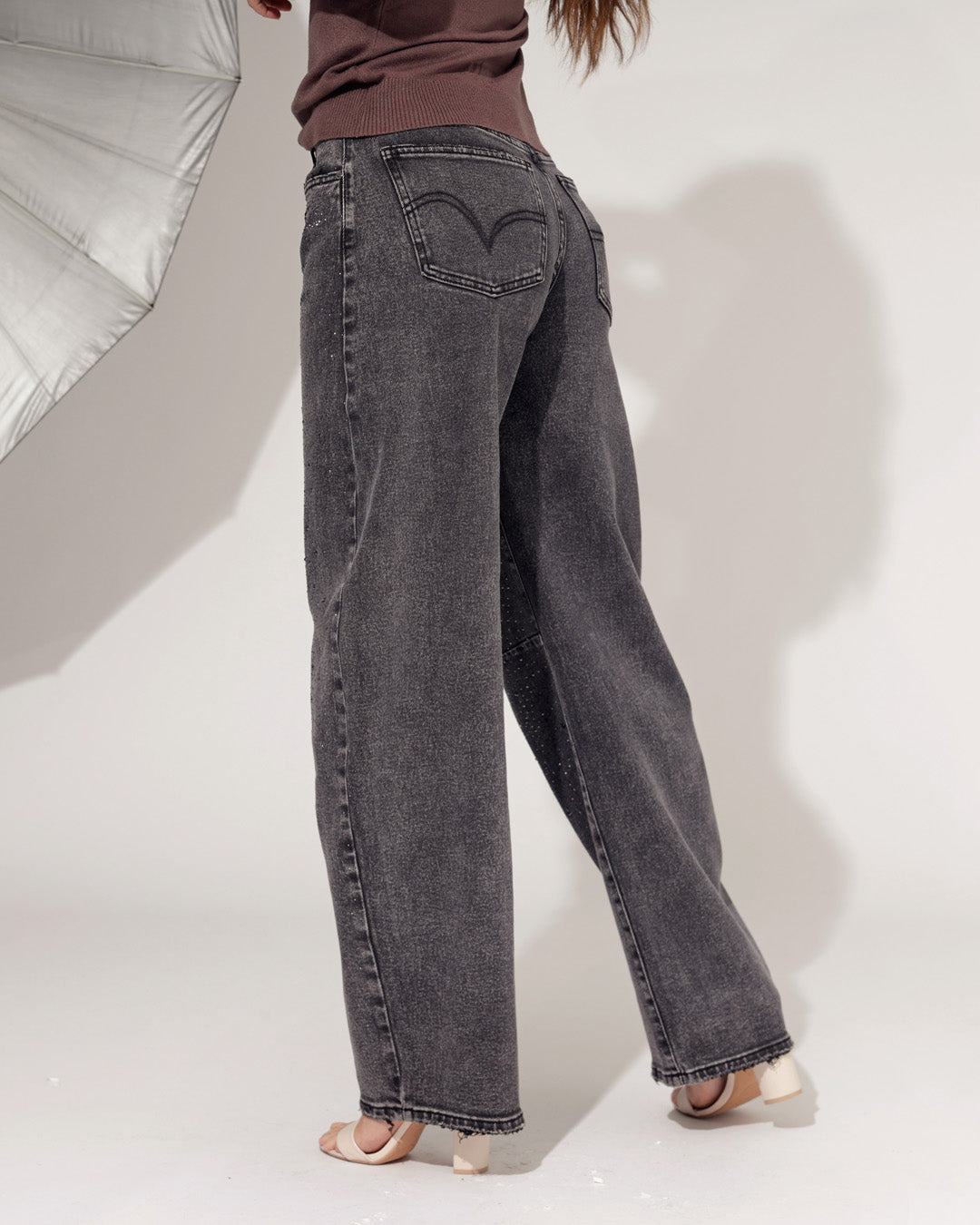 Queen Hearts | Barrel jeans Lovely Zwart