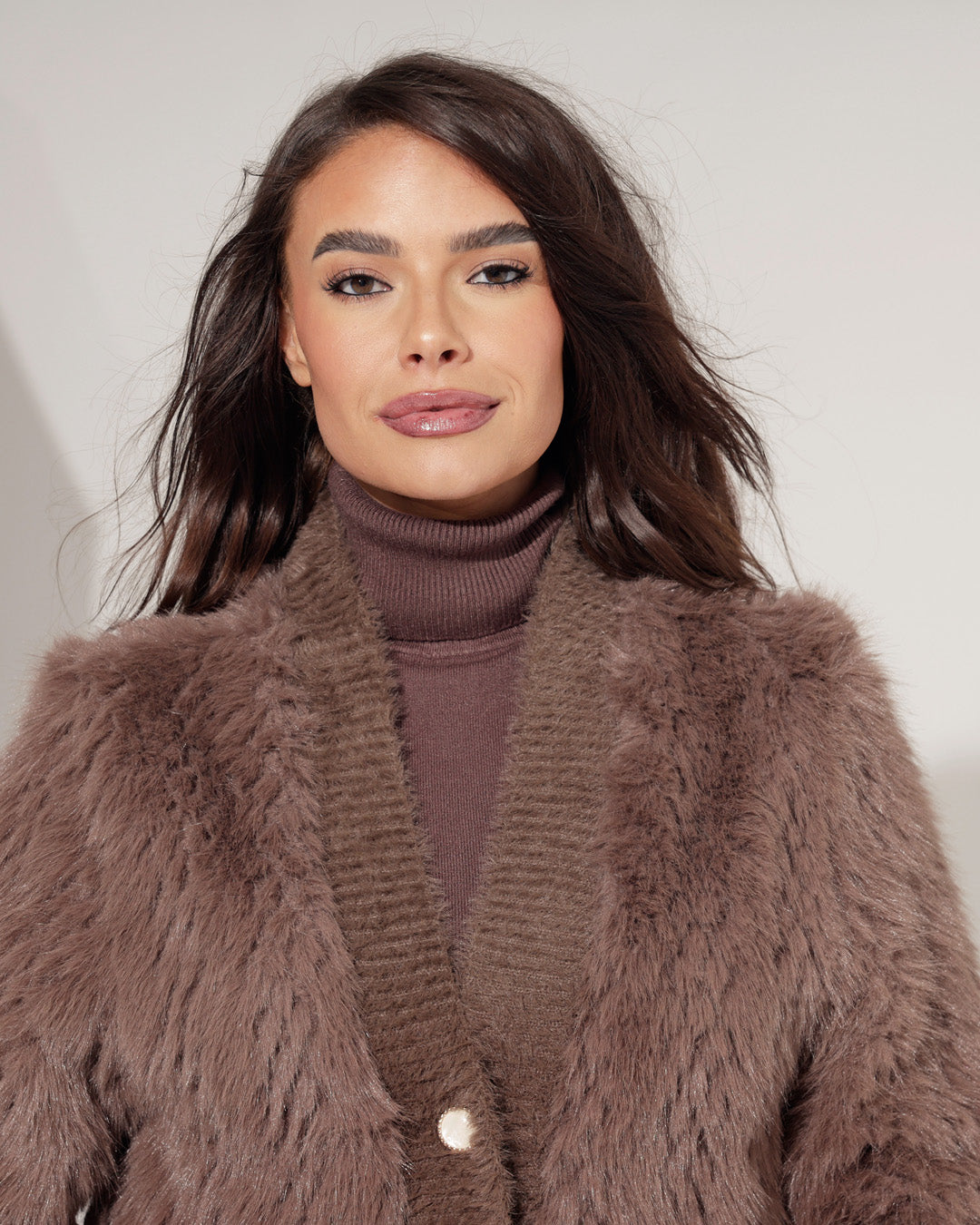 Fake fur jas Isla Bruin