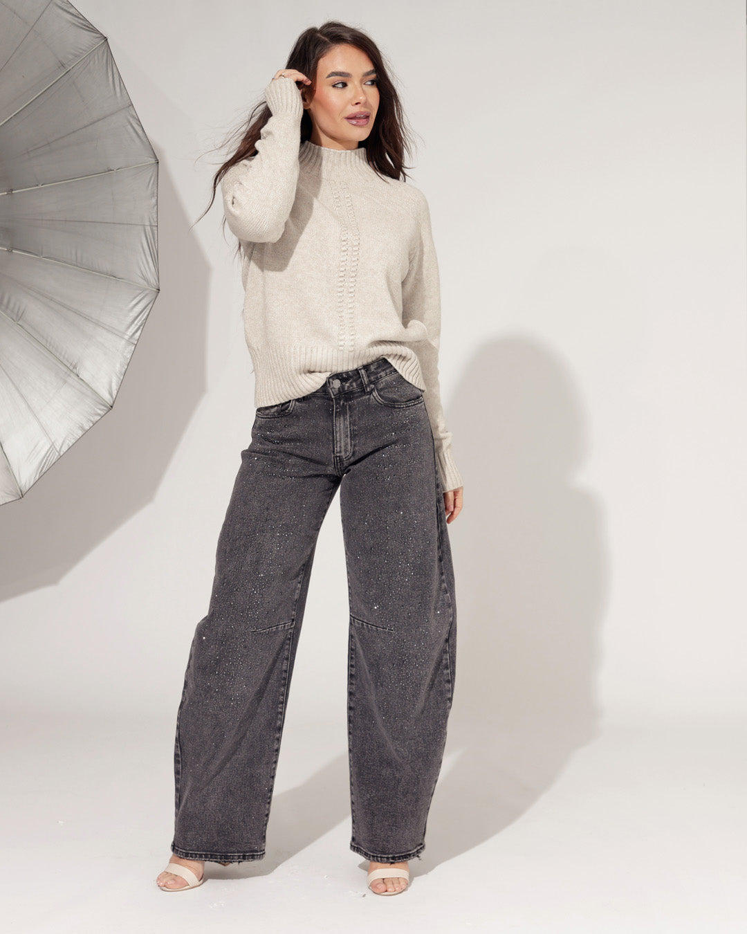 Queen Hearts | Barrel jeans Lovely Zwart