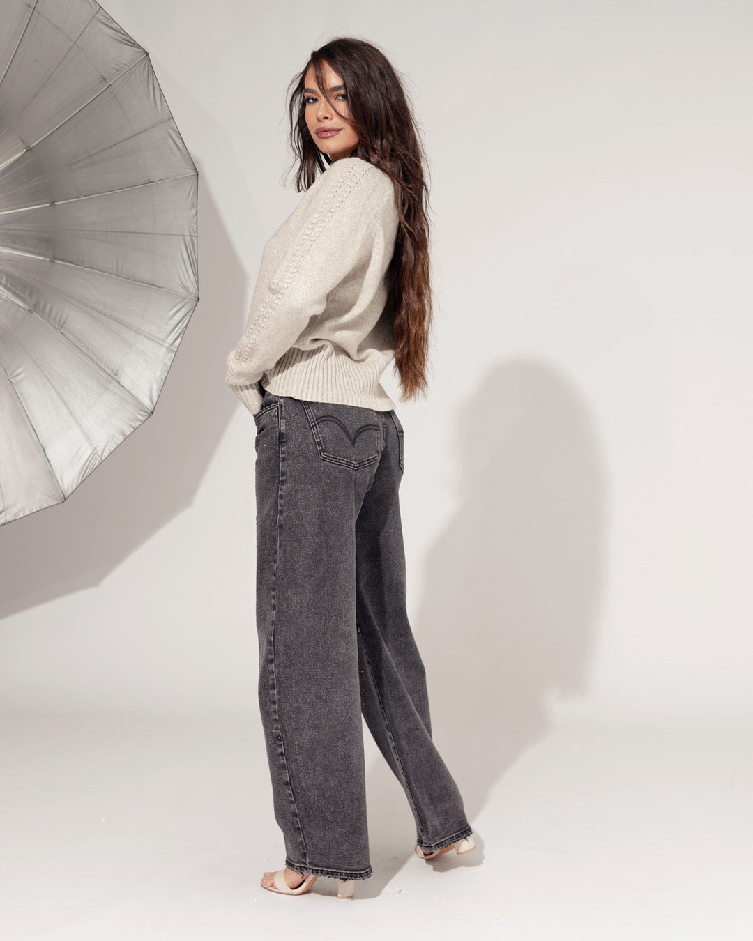 Queen Hearts | Barrel jeans Lovely Zwart