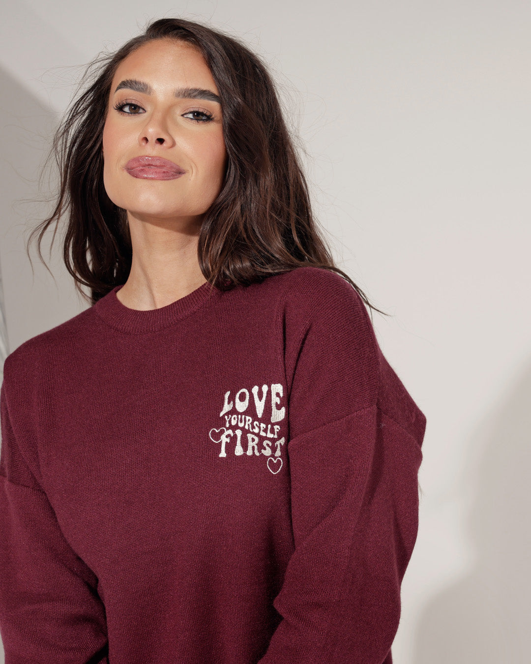 Trui Love Yourself Bordeaux