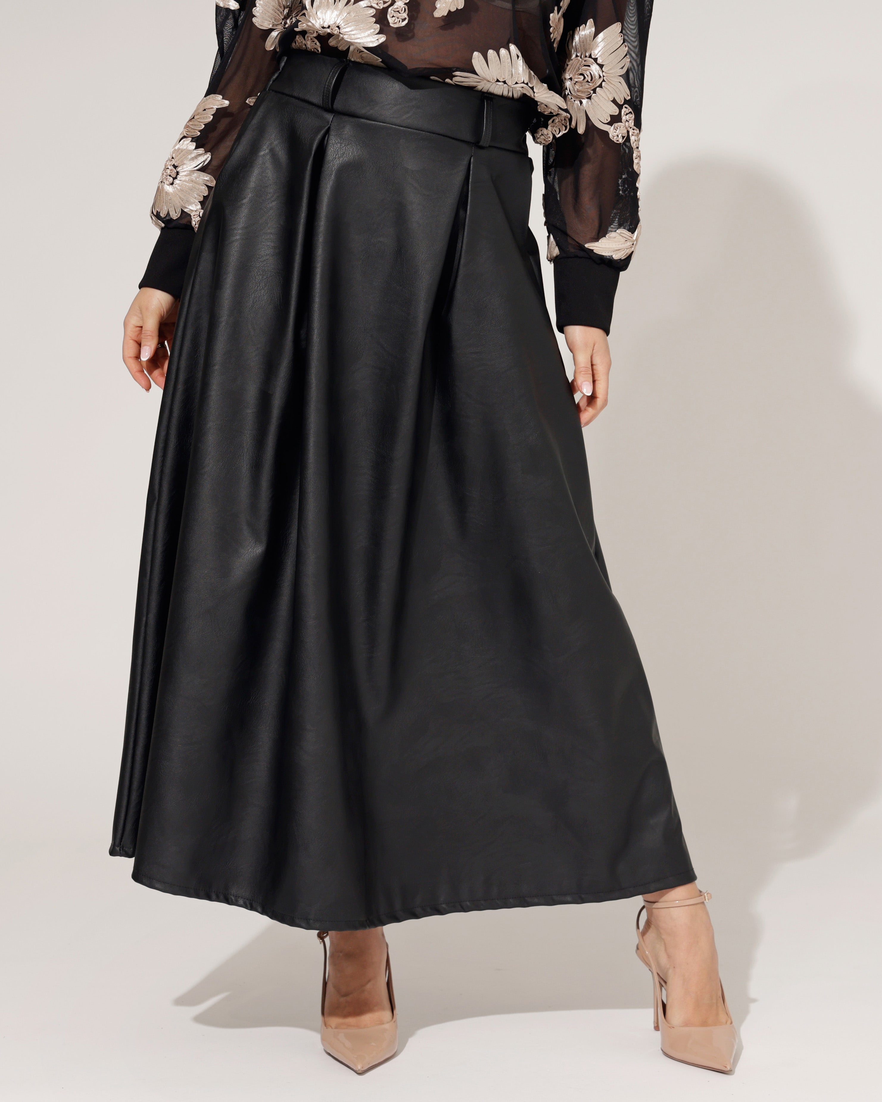 Leatherlook Rok Fem Zwart