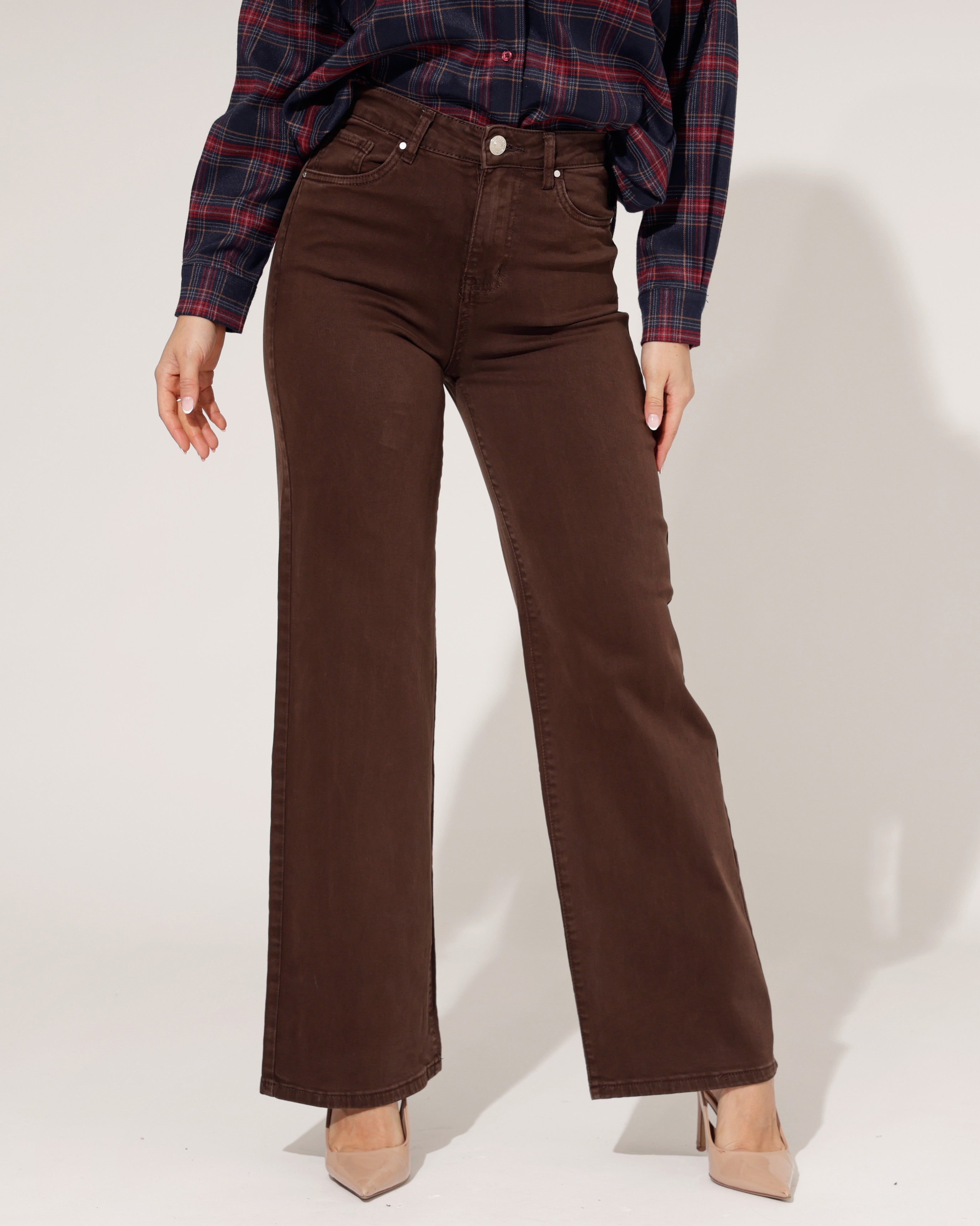 Goodies | Wide leg jeans Es-16 Donkerbruin