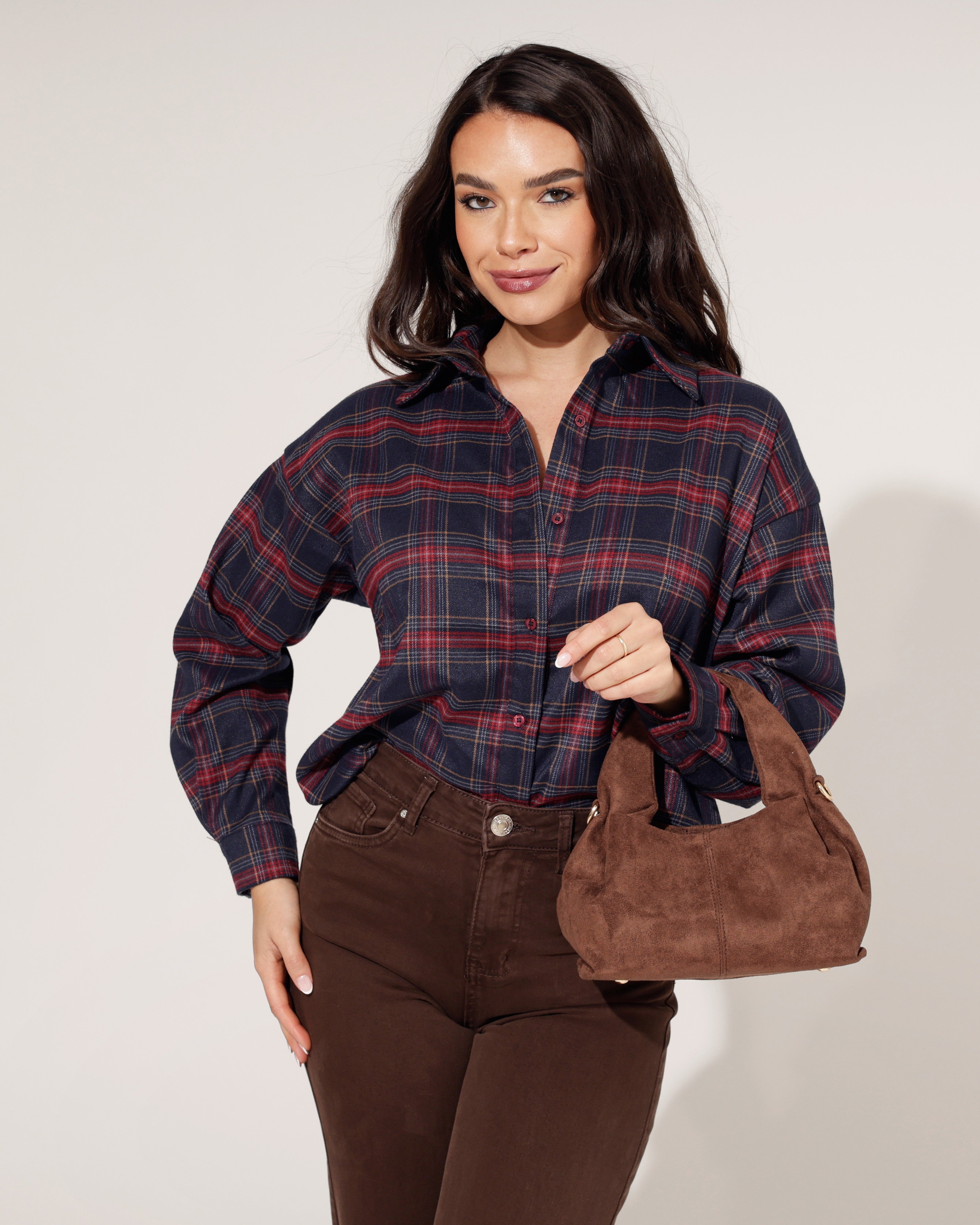 Suede-look schoudertas Amy Bruin