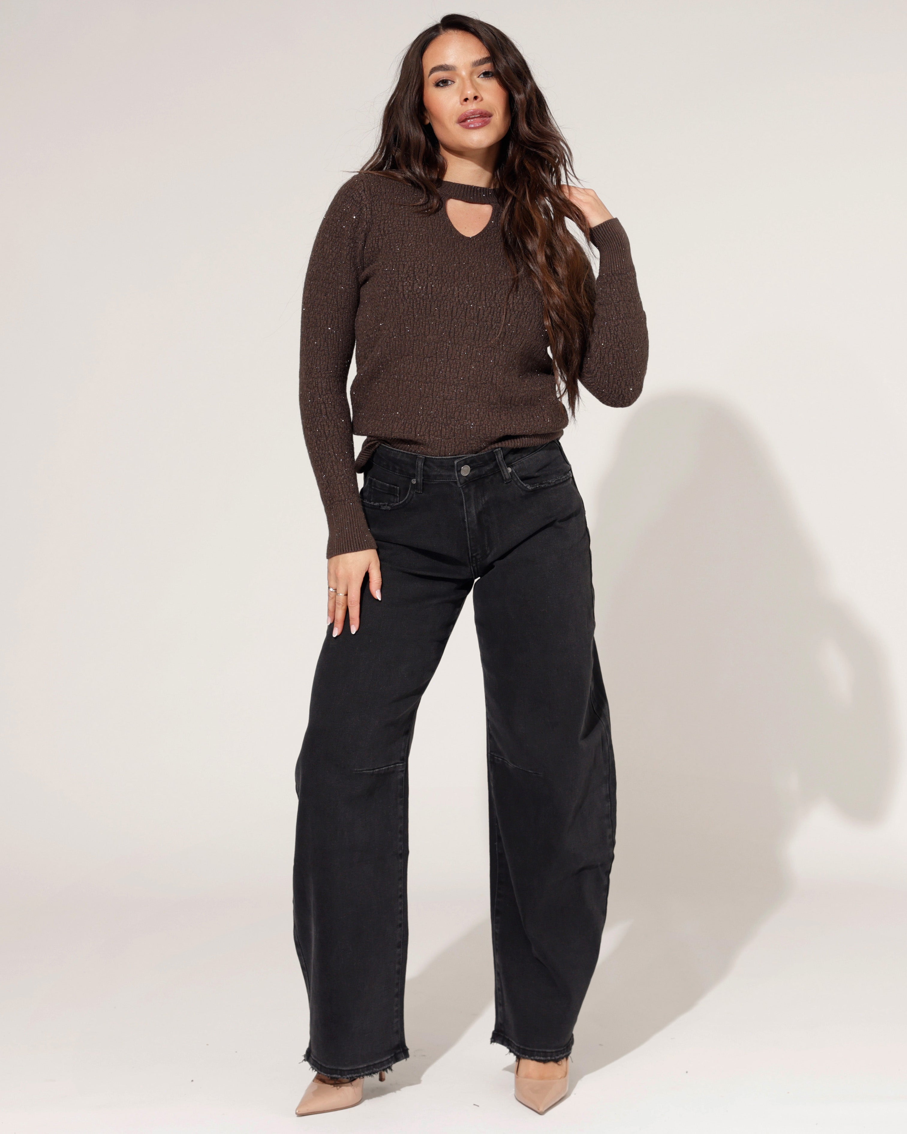 Queen Hearts | Barrel jeans Lilley-7 Zwart