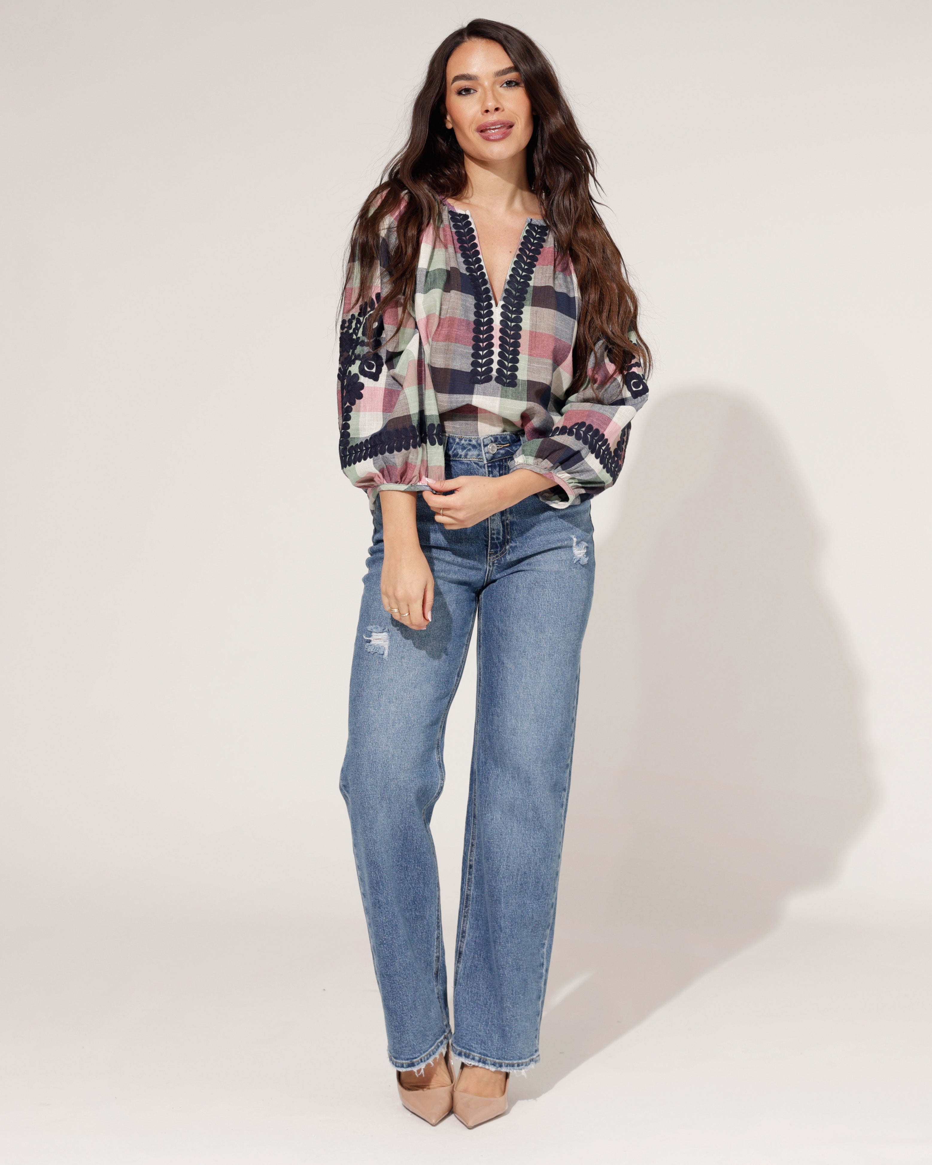 Queen Hearts | Wide leg jeans Jinney Donkerblauw
