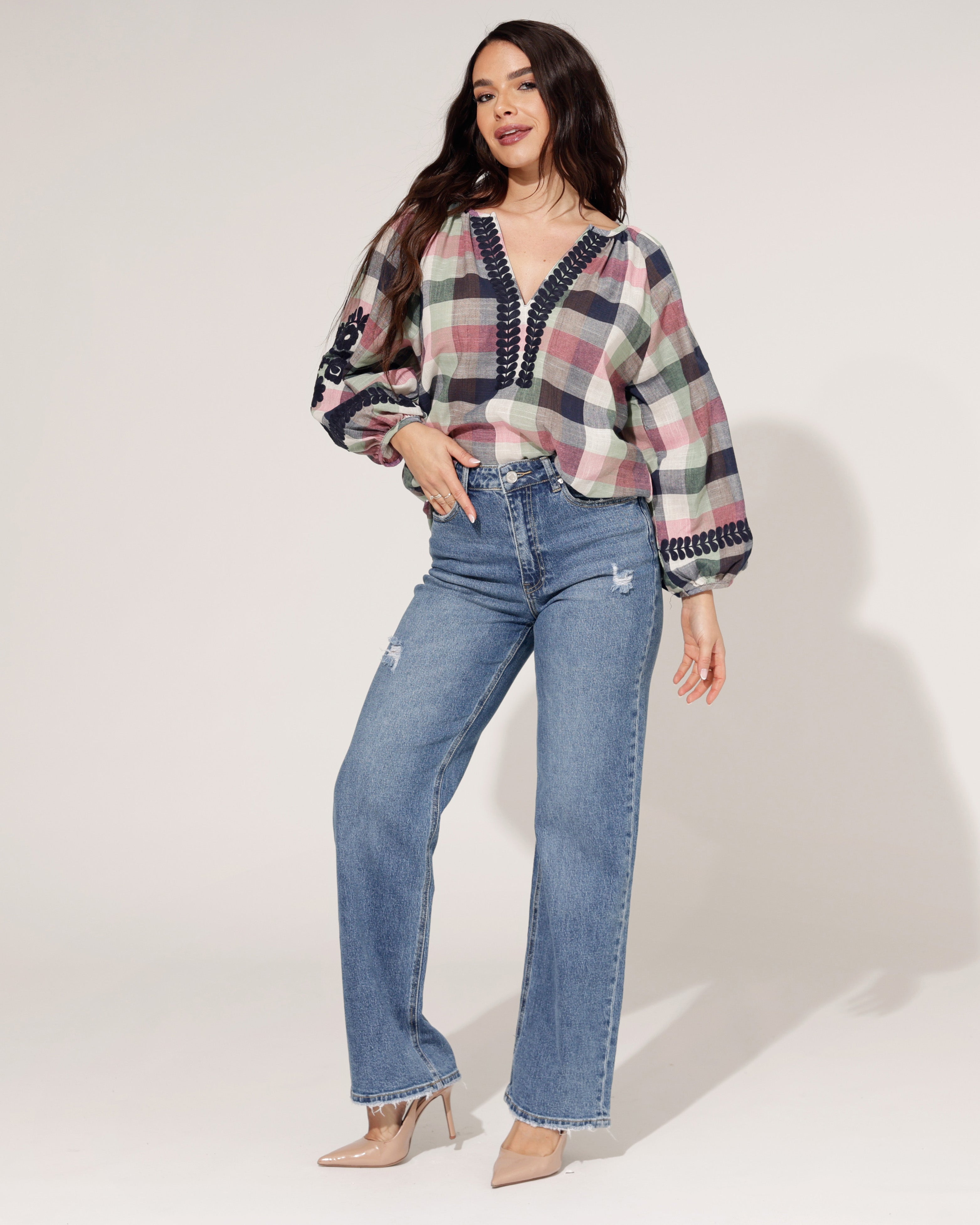 Queen Hearts | Wide leg jeans Jinney Donkerblauw