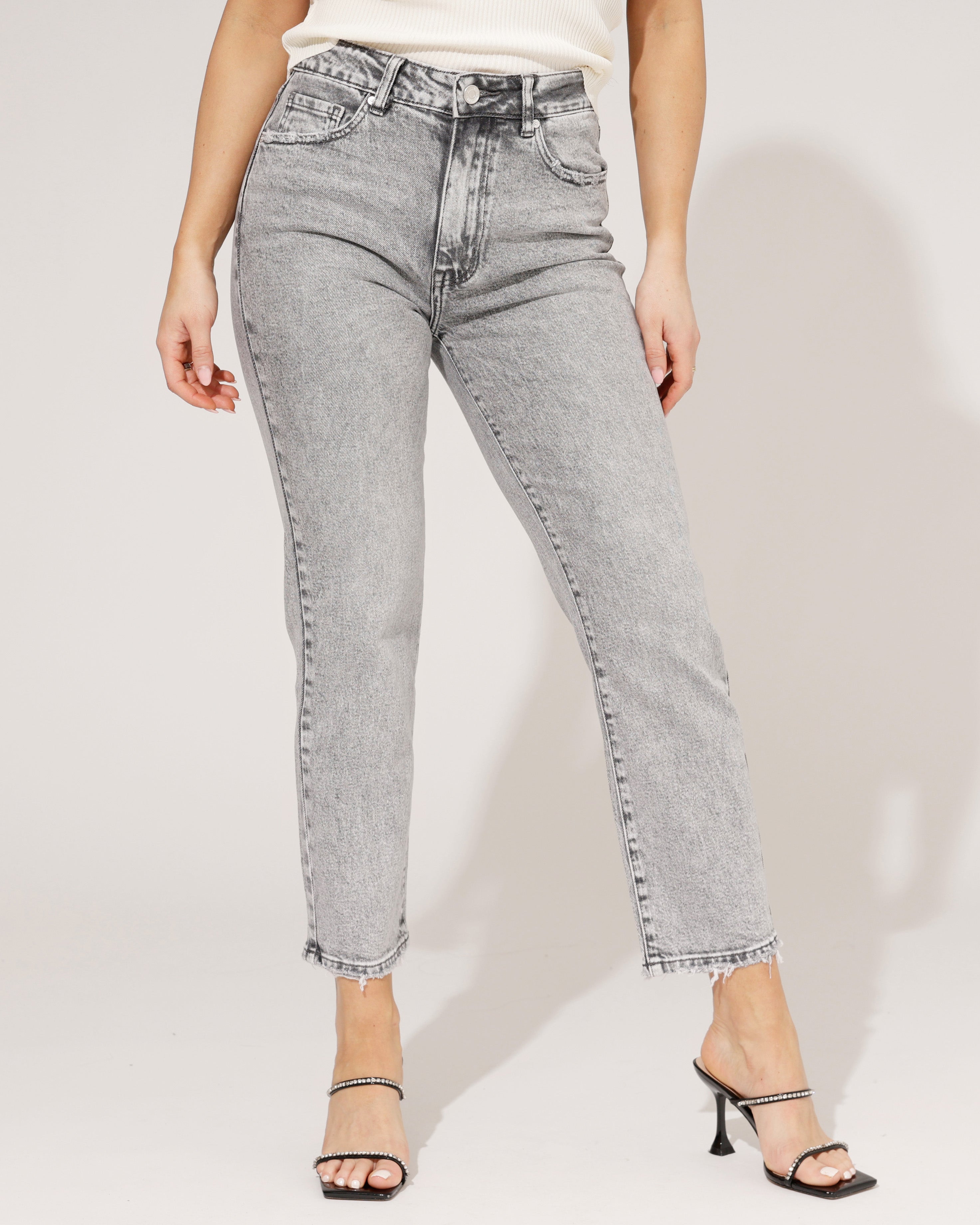 Queen Hearts | Mom jeans Rosie-11 Grijs