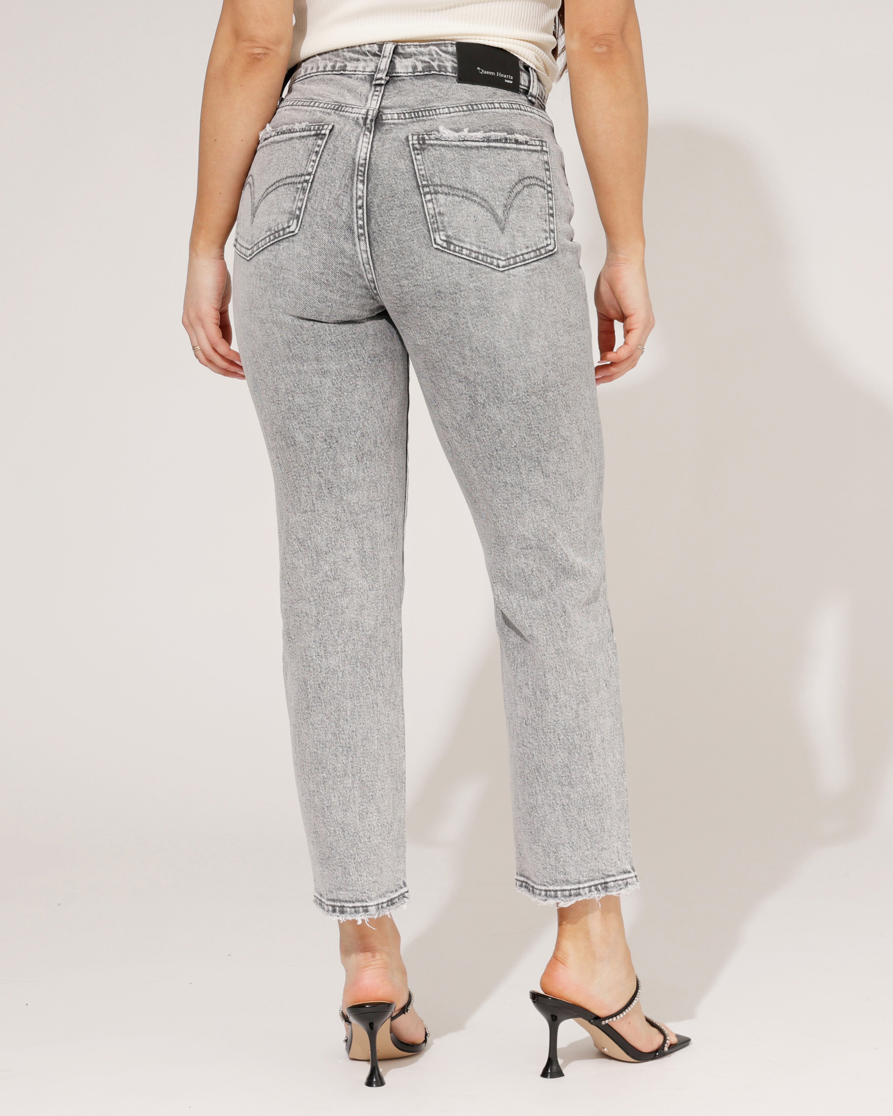 Queen Hearts | Mom jeans Rosie-11 Grijs