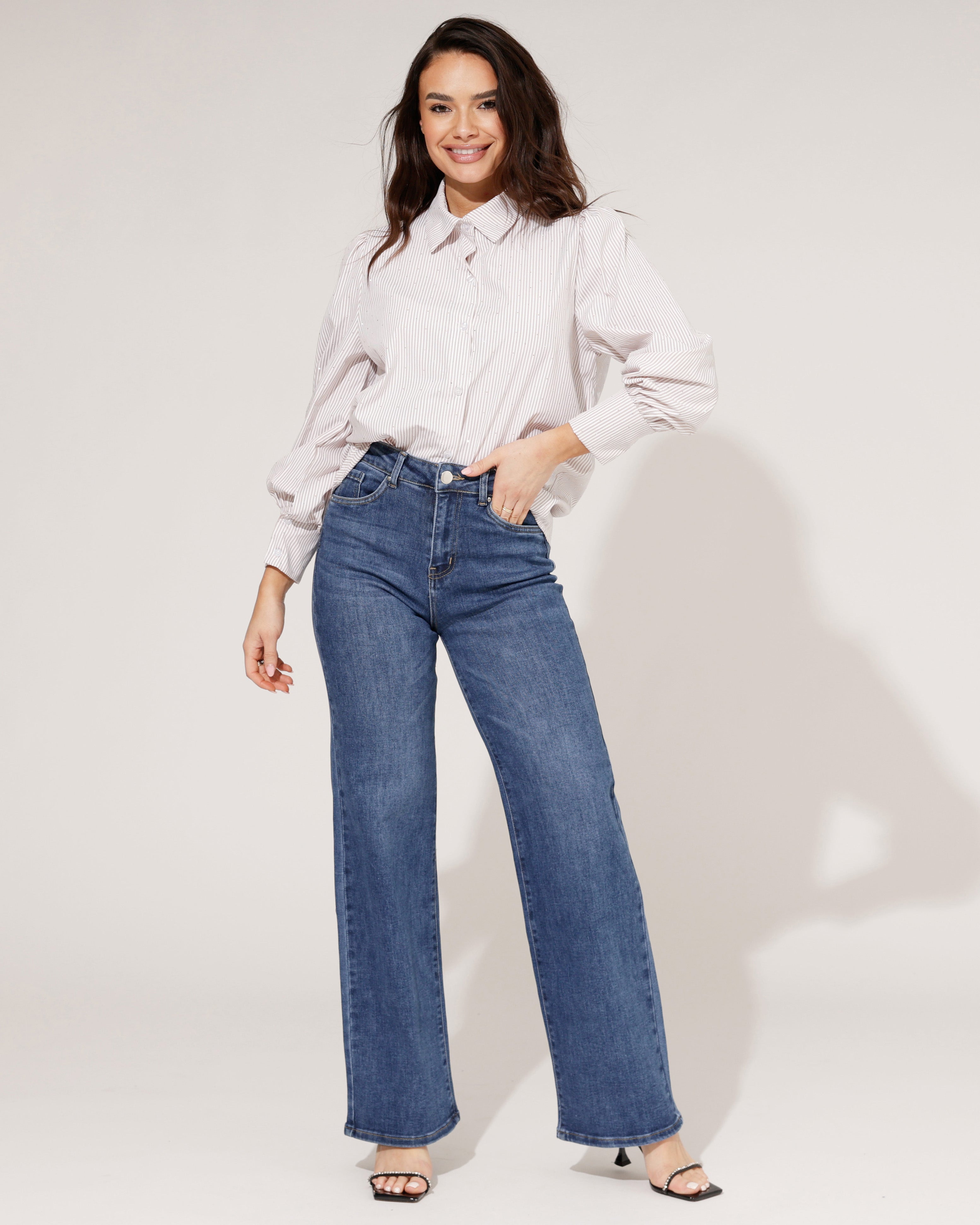 Goodies | Wide leg jeans Savvy Donkerblauw