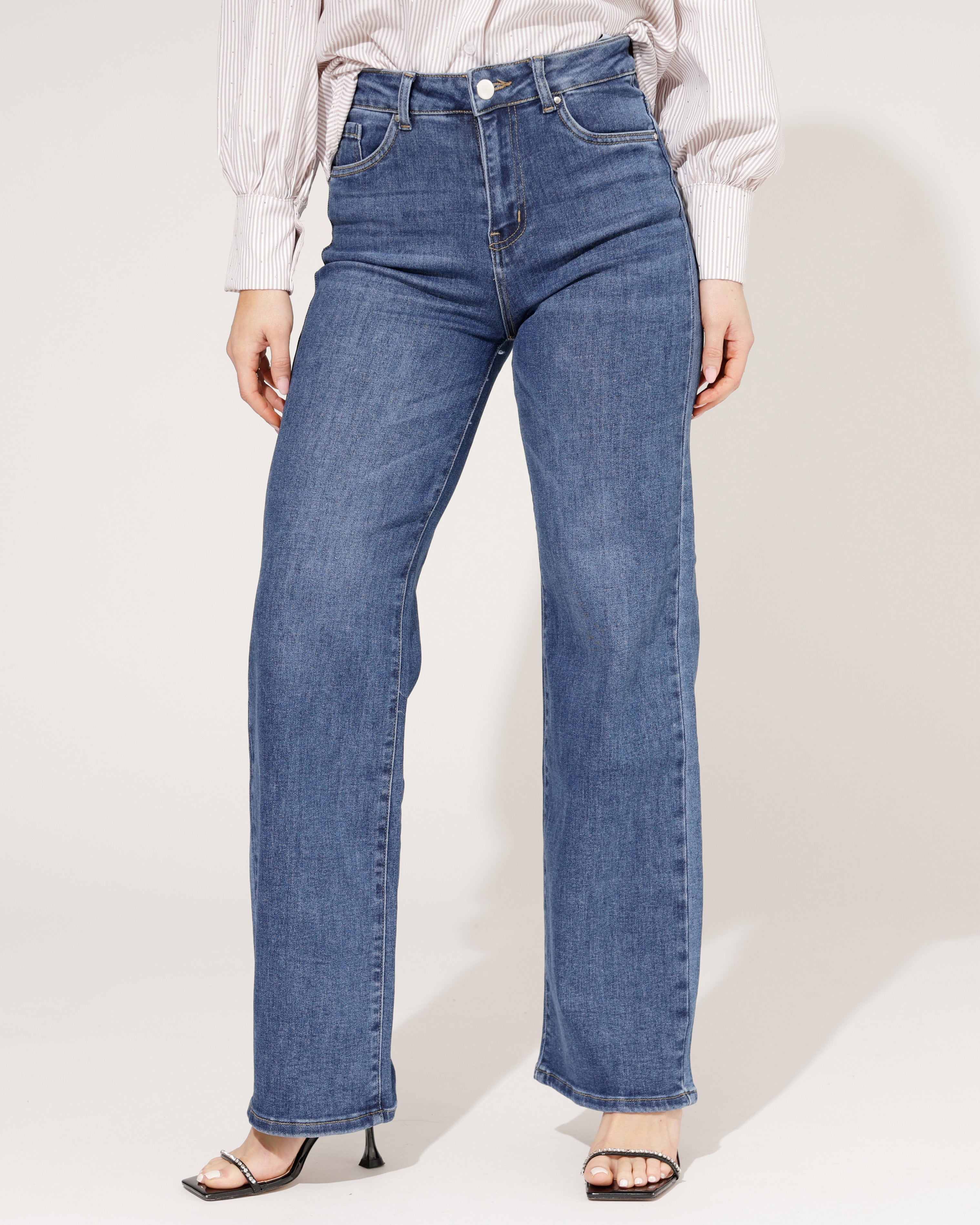 Goodies | Wide leg jeans Savvy Donkerblauw