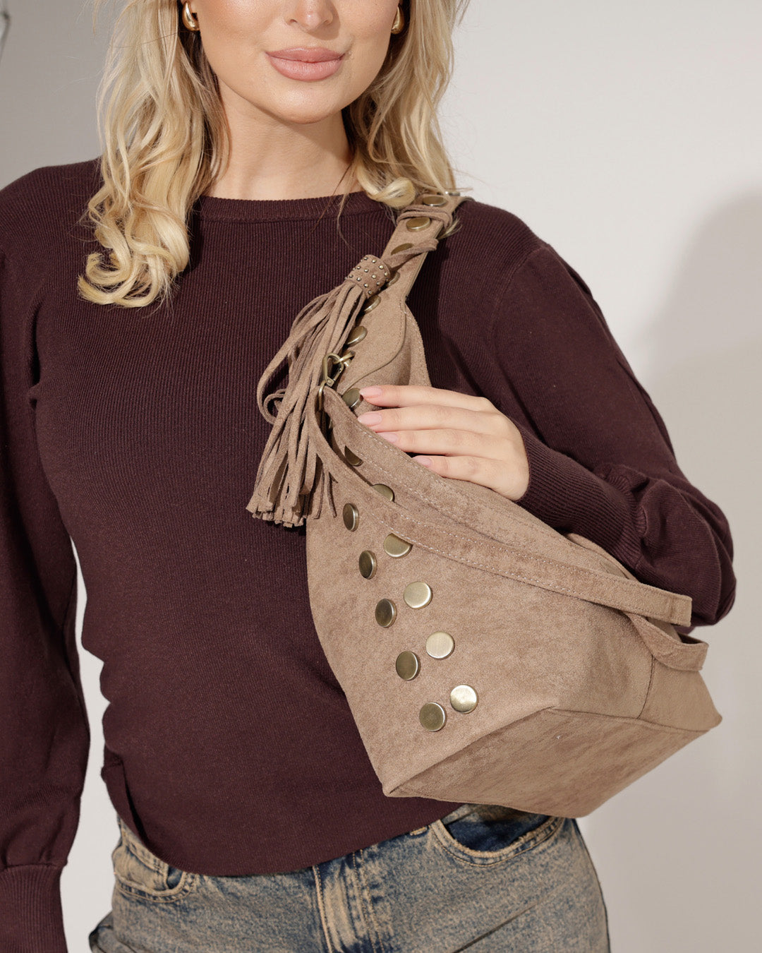 Suede tas Temmie Taupe