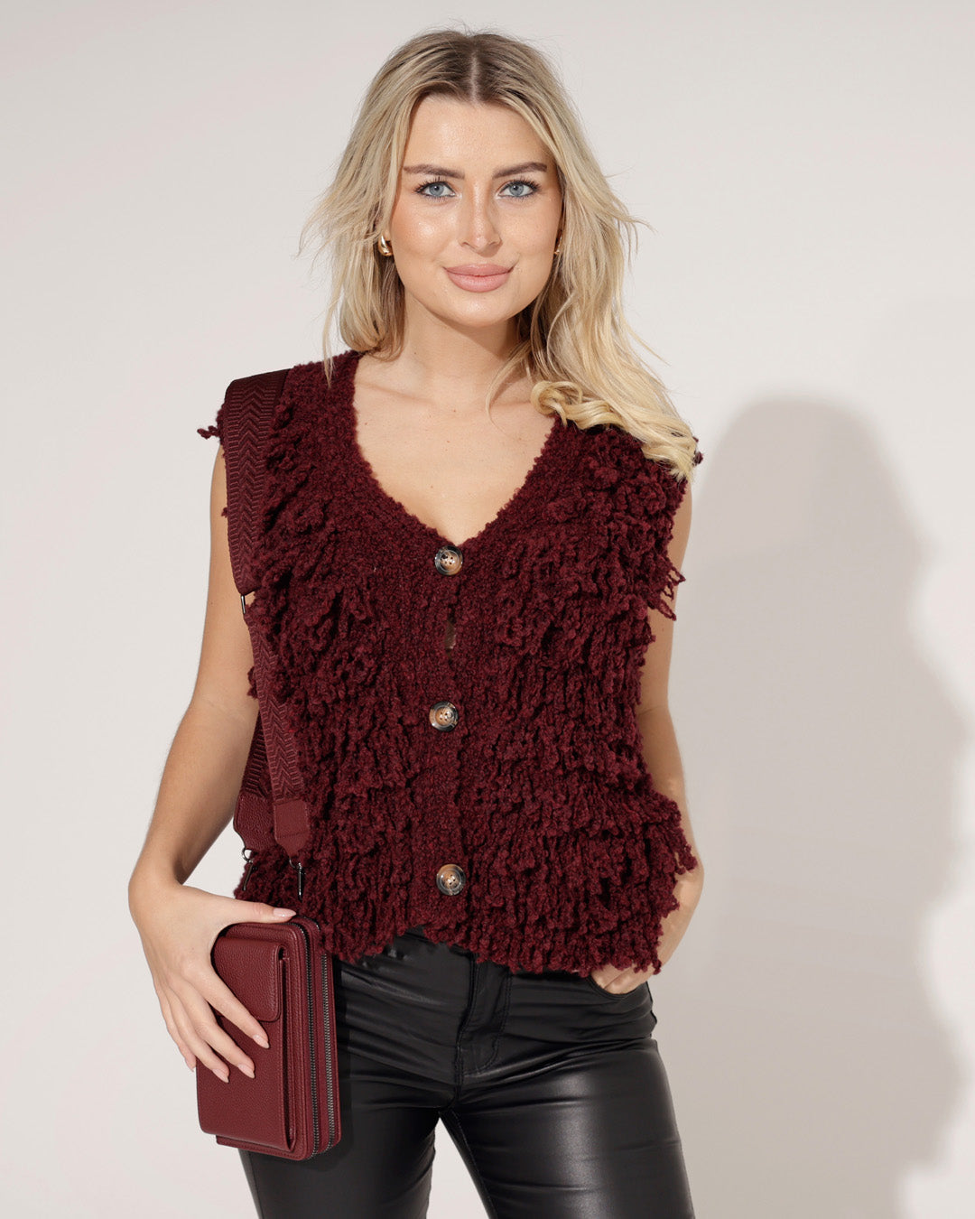 Boucle gilet Quinty Bordeaux