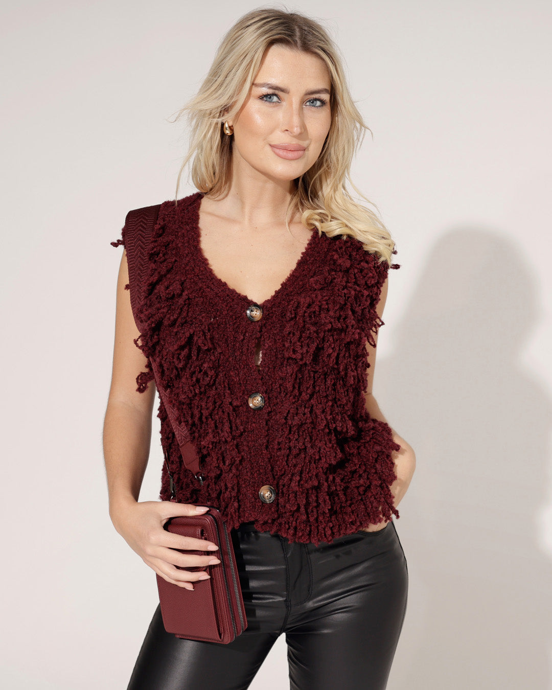 Boucle gilet Quinty Bordeaux