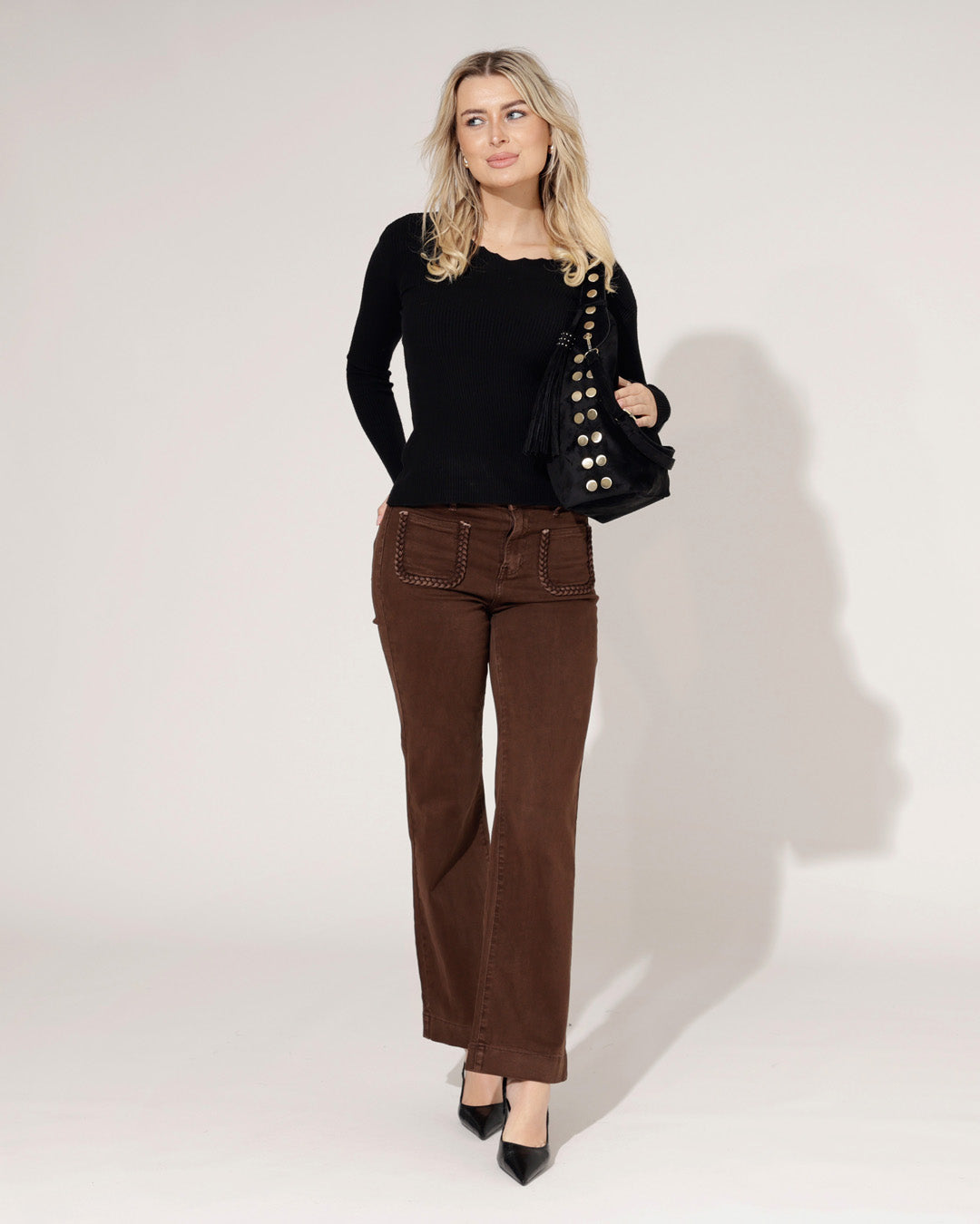 Folyrose | Wide leg jeans Elles Bruin