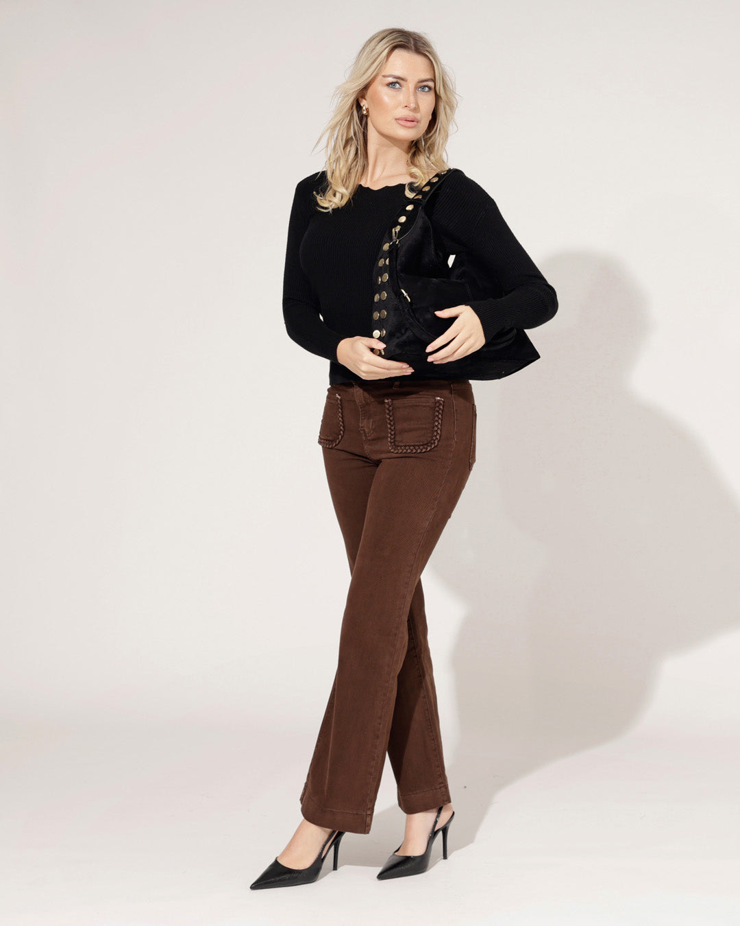 Folyrose | Wide leg jeans Elles Bruin