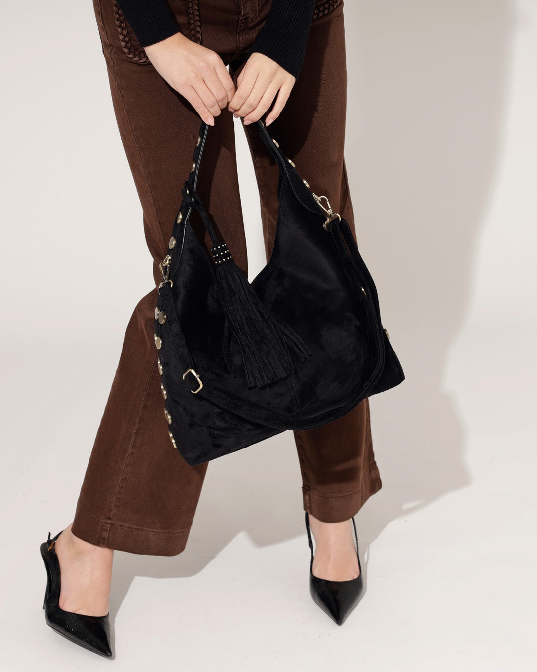 Suede Tas Temmie Zwart