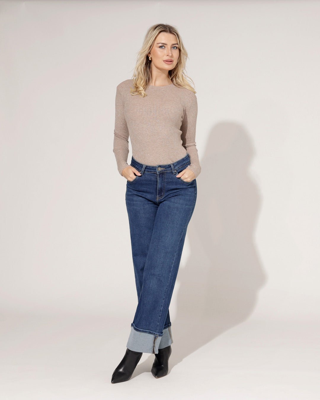 Goodies | Wide leg jeans Kristy Donkerblauw
