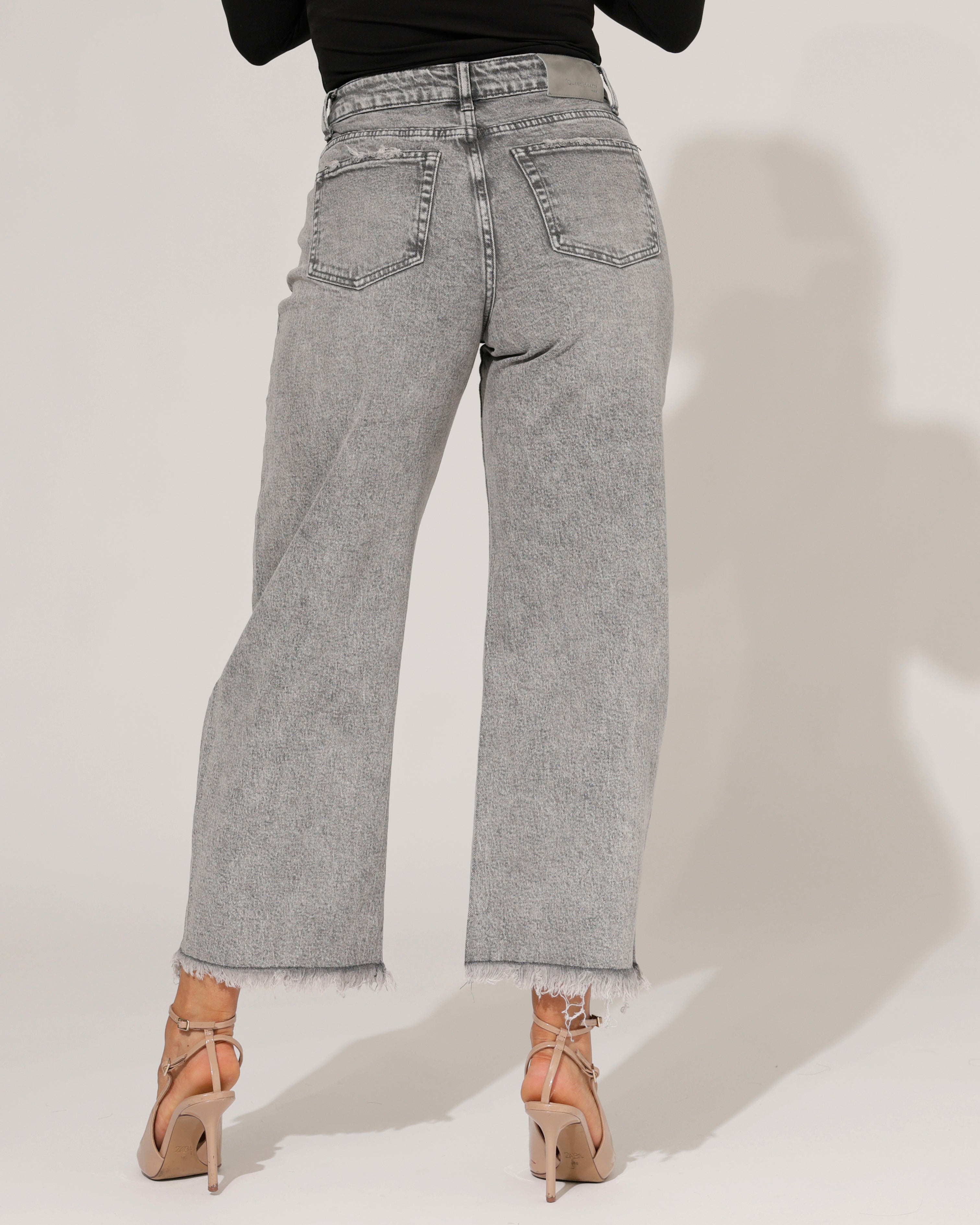 Queen Hearts | Barrel jeans Yazz-7 Grijs