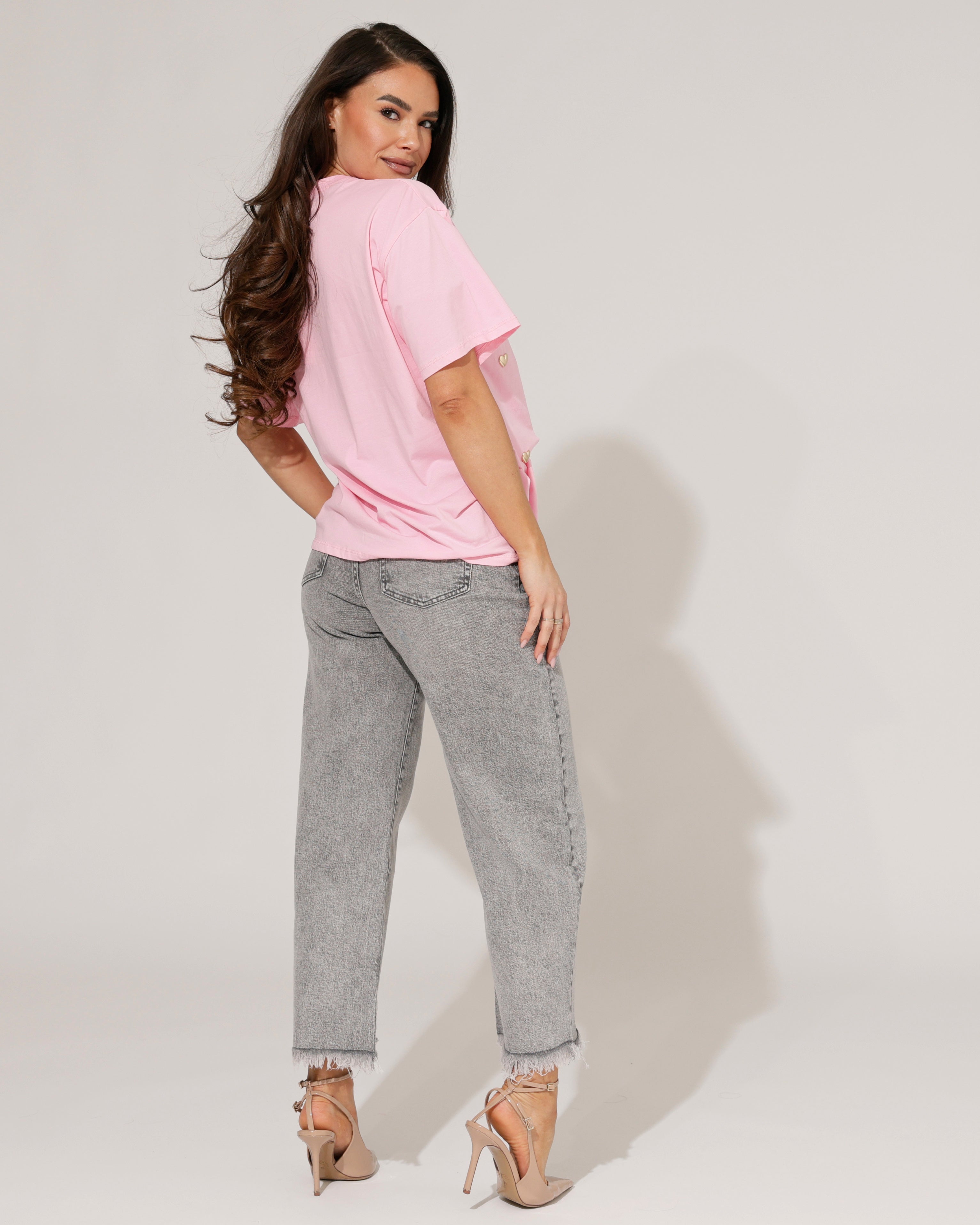 Queen Hearts | Barrel jeans Yazz-7 Grijs