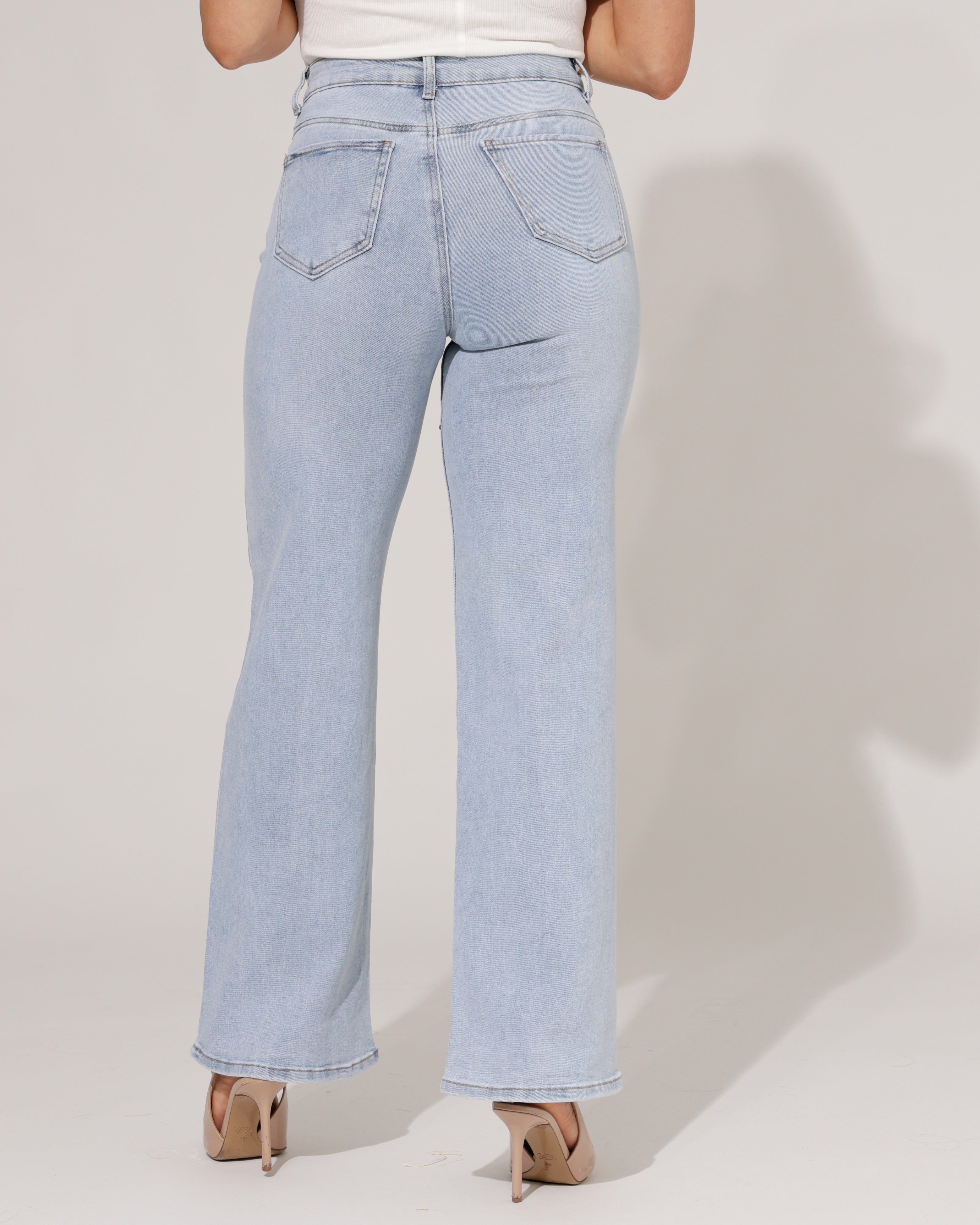 Goodies | Wide leg jeans strass Cherry Blauw