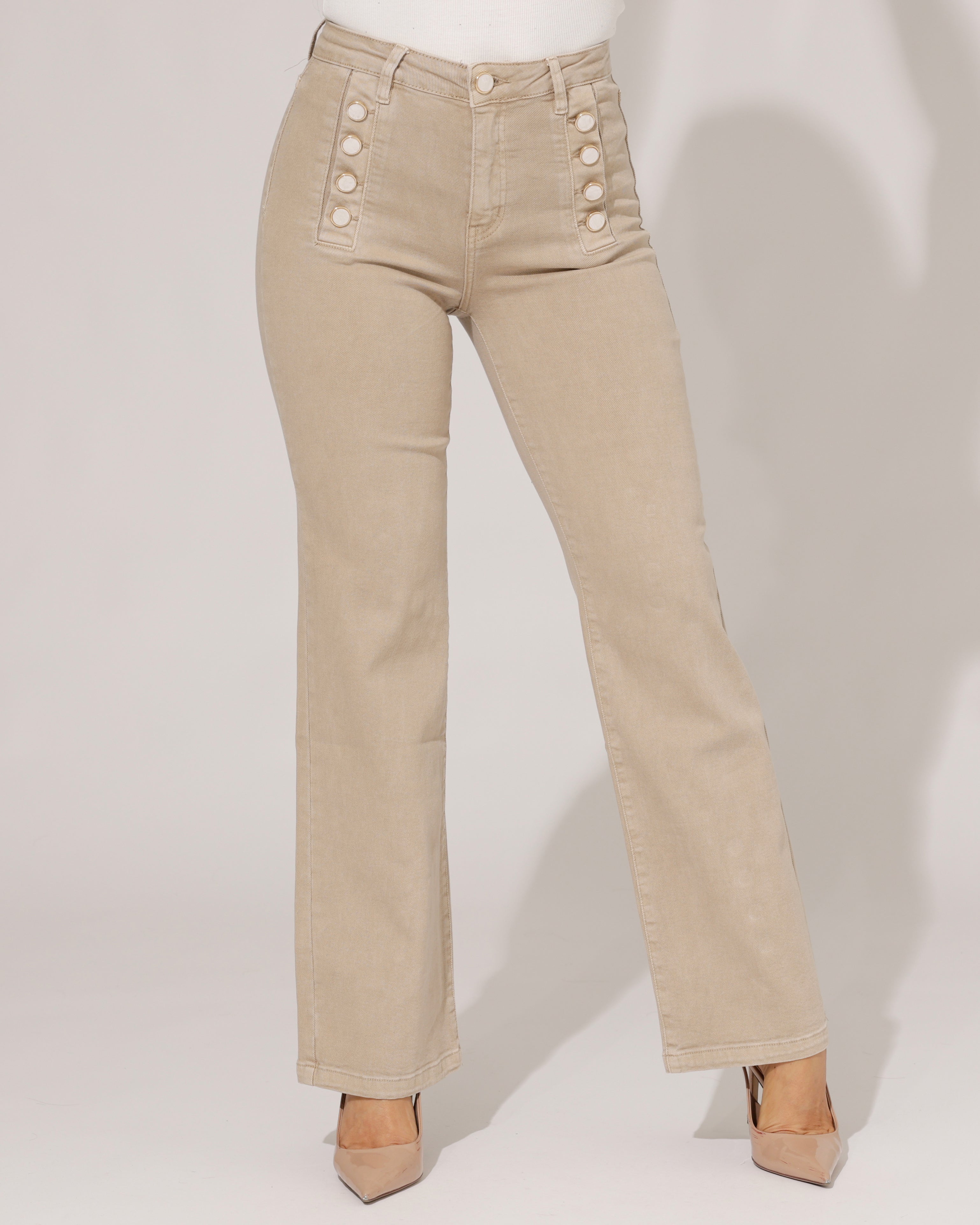 Folyrose | Wide leg jeans Coco-G Zand