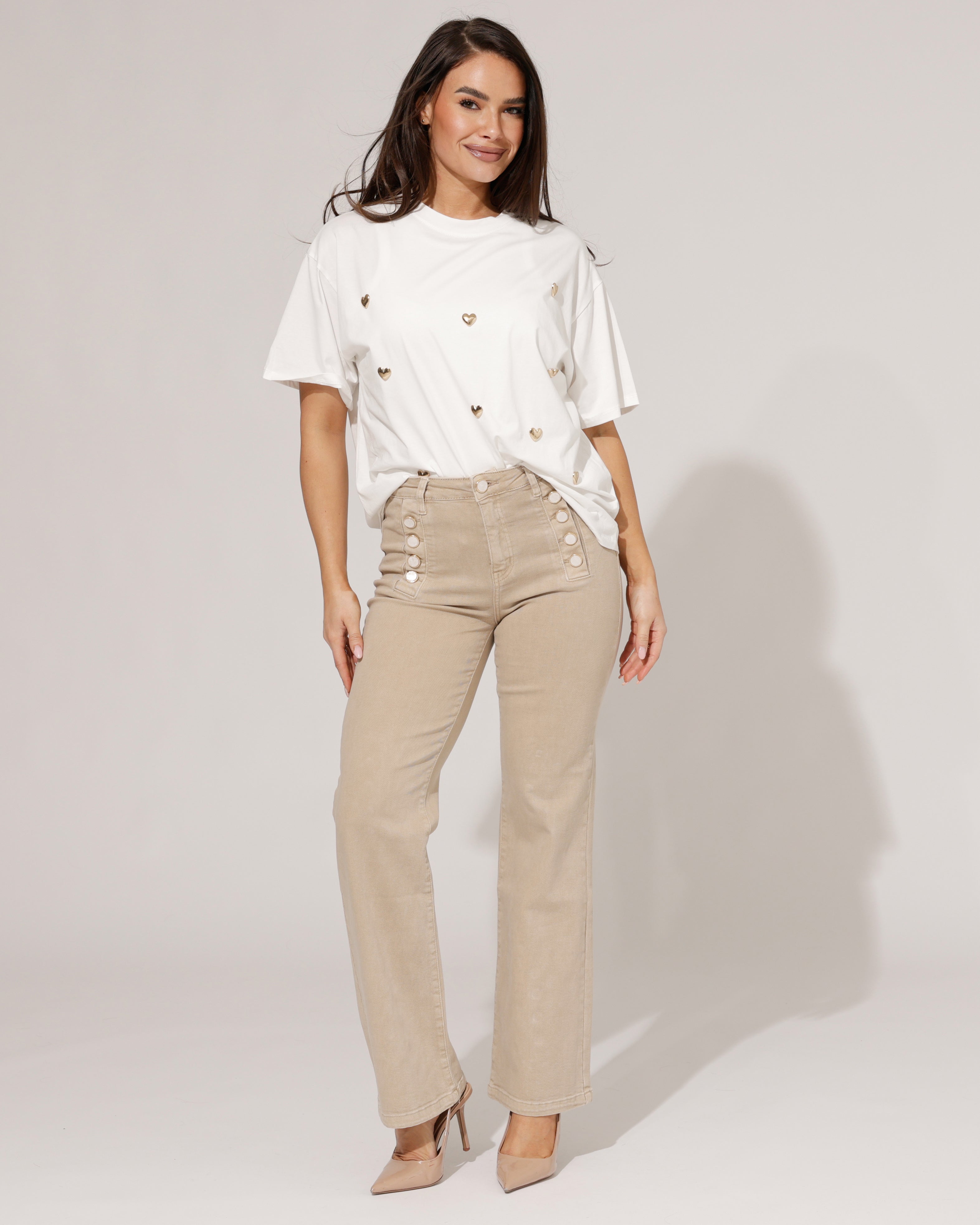Folyrose | Wide leg jeans Coco-G Zand
