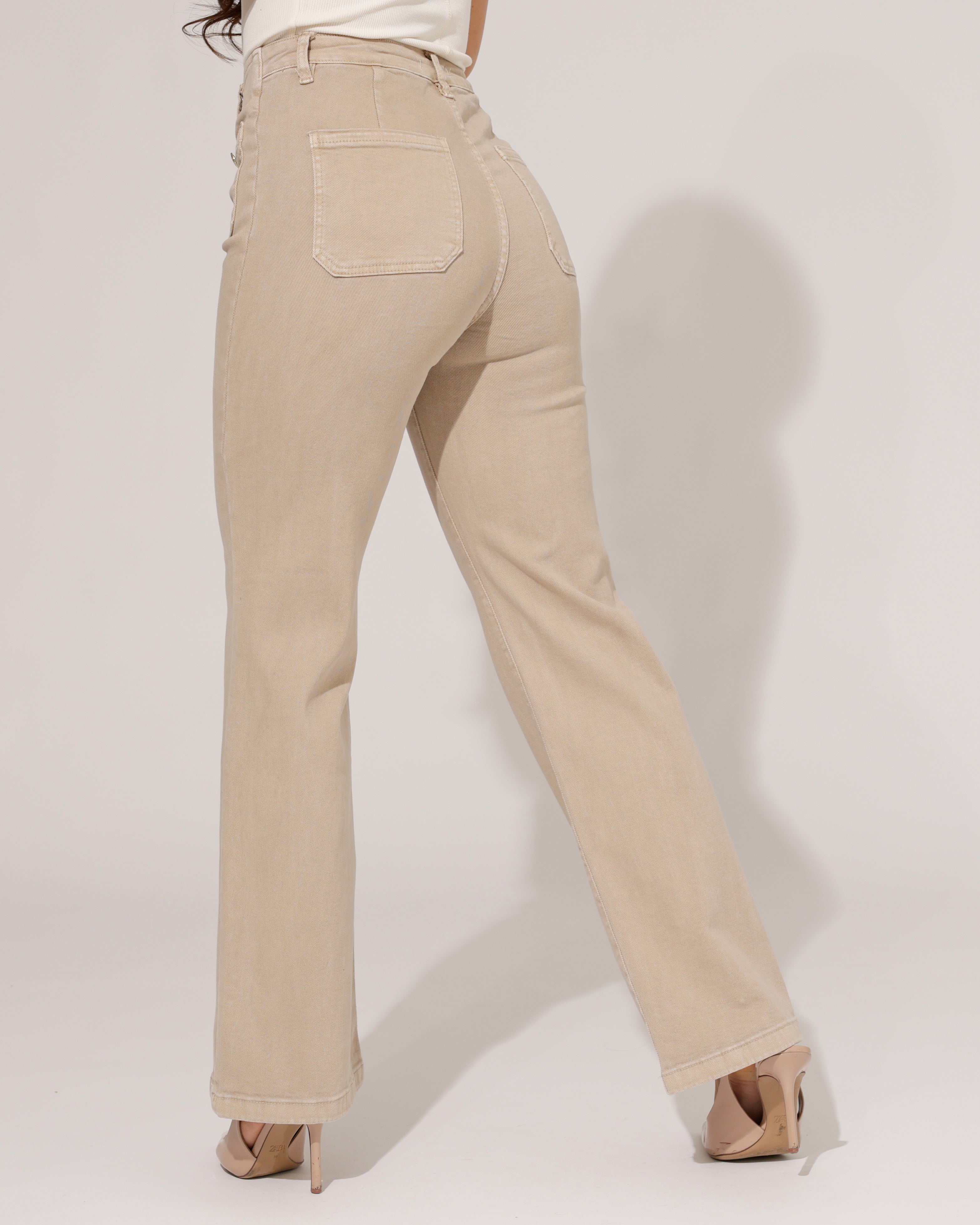 Folyrose | Wide leg jeans Semmy-G Zand