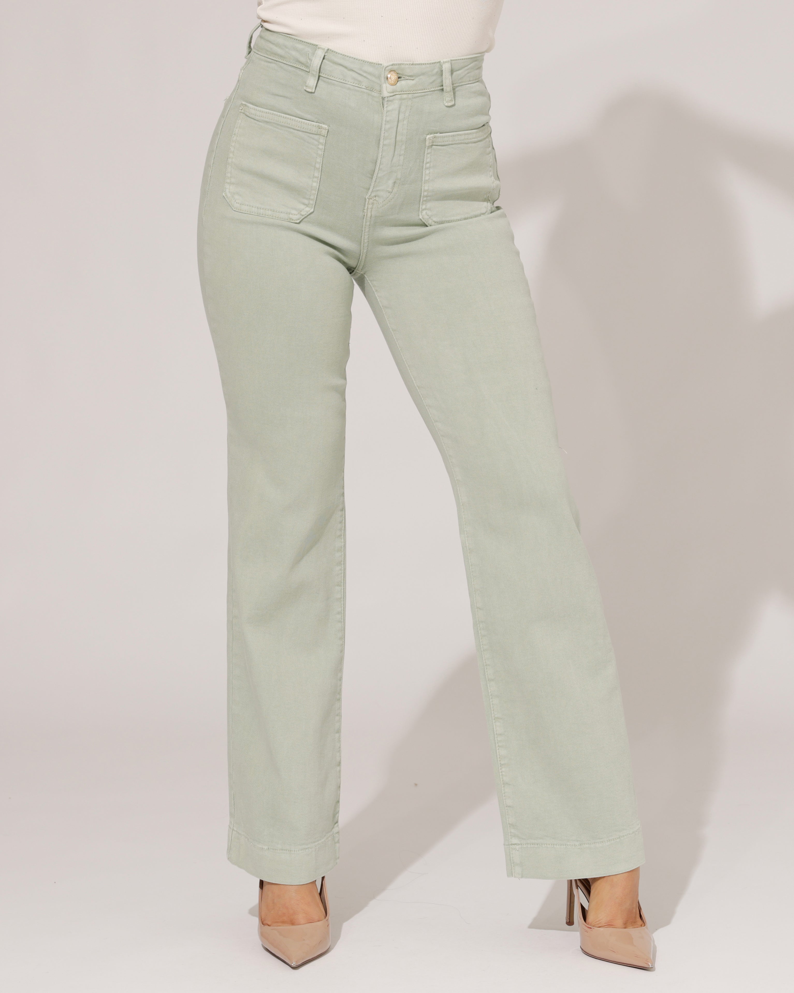 Folyrose | Wide leg jeans Jana-M2 Groen