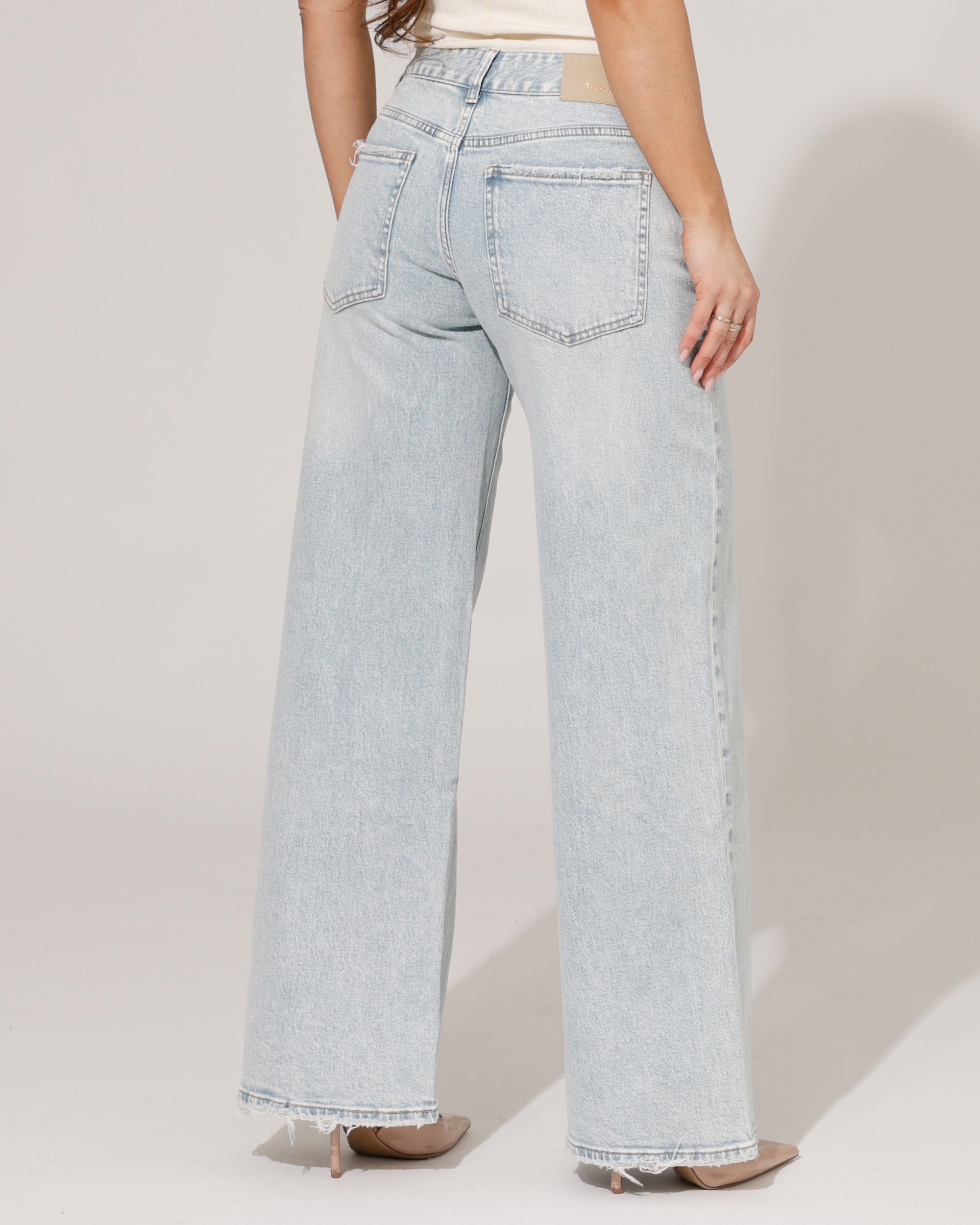 Queen Hearts | Wide leg jeans, low waist Malou-1 Blauw