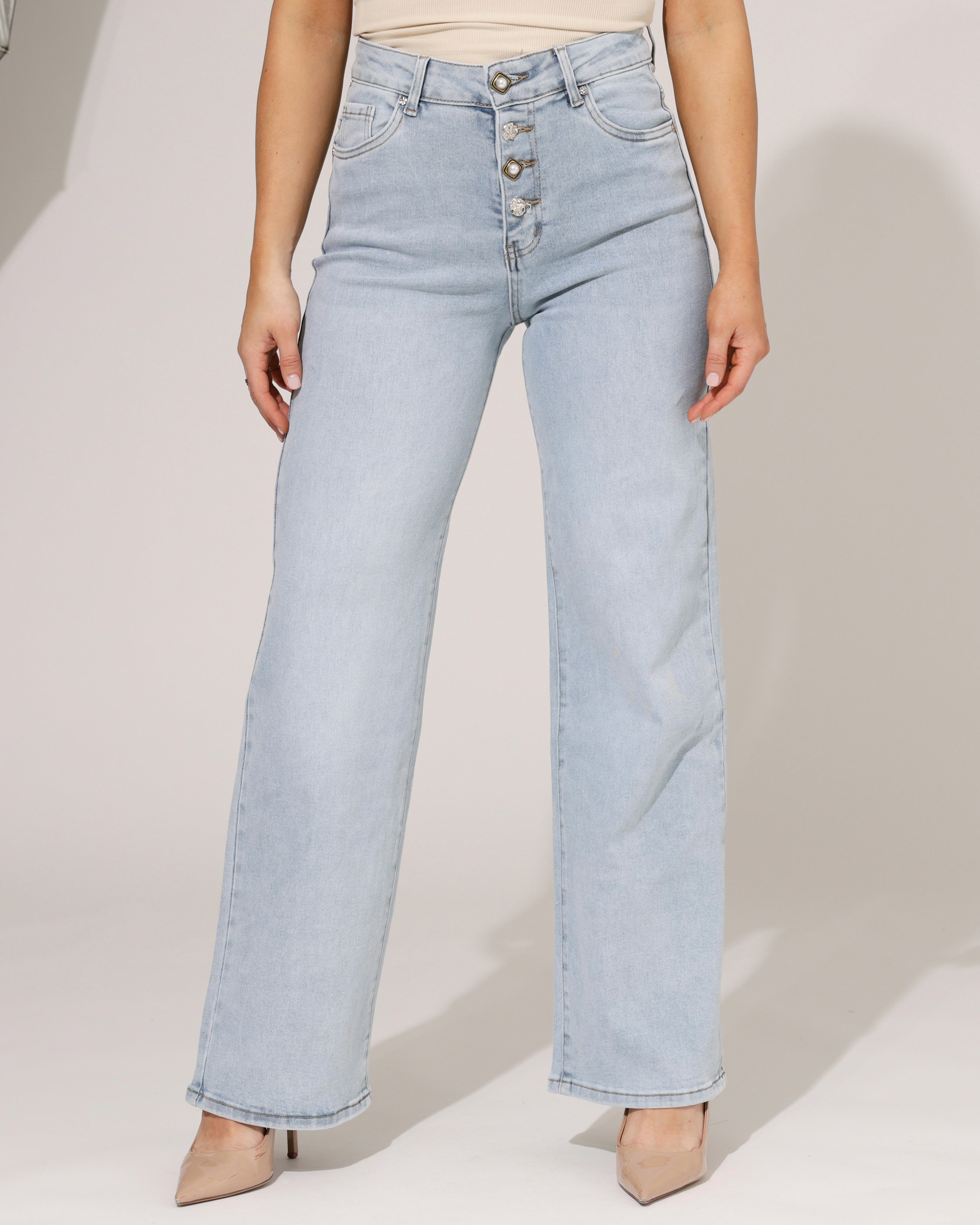 Goodies | Wide leg jeans knopen Nomae Blauw