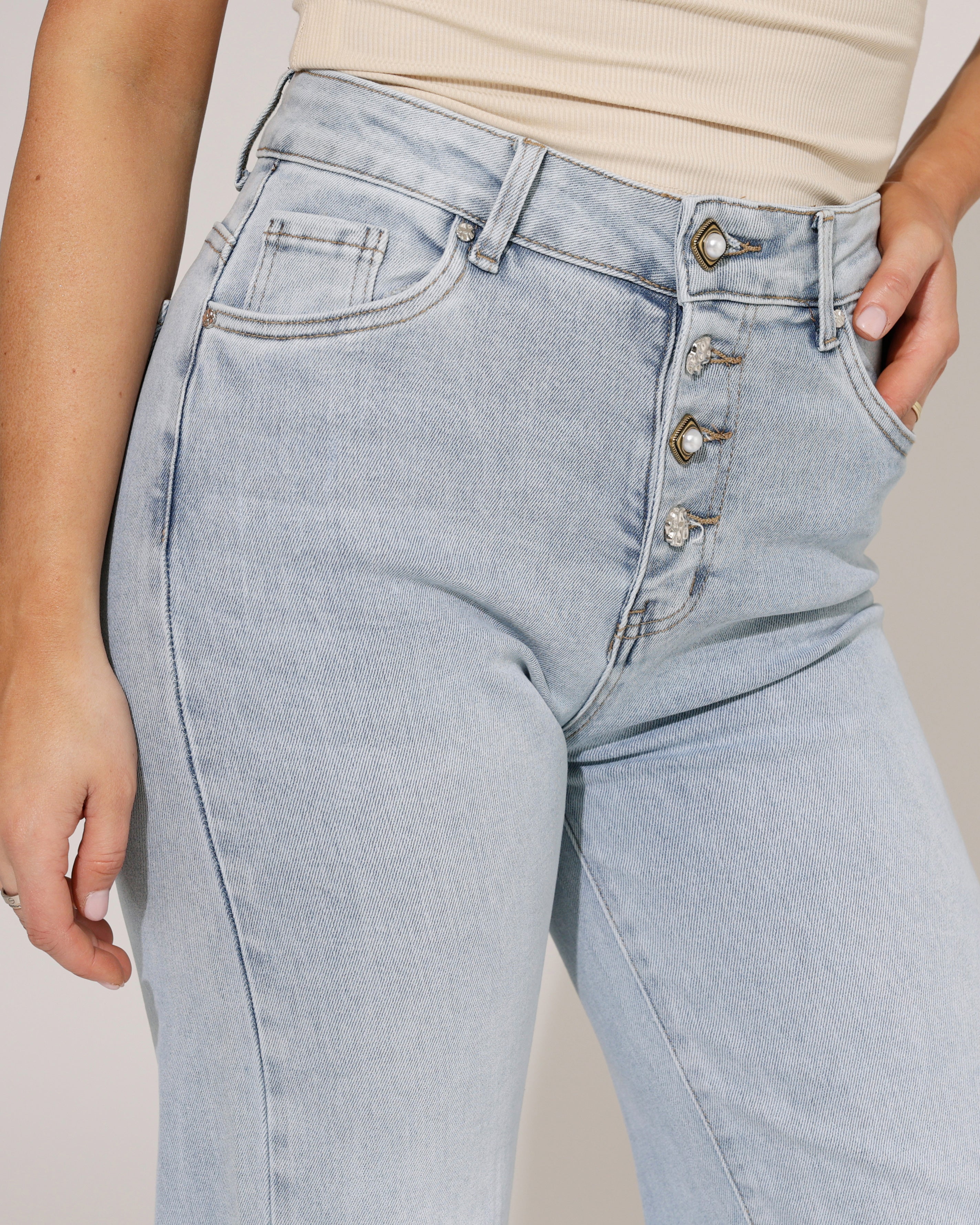 Goodies | Wide leg jeans knopen Nomae Blauw