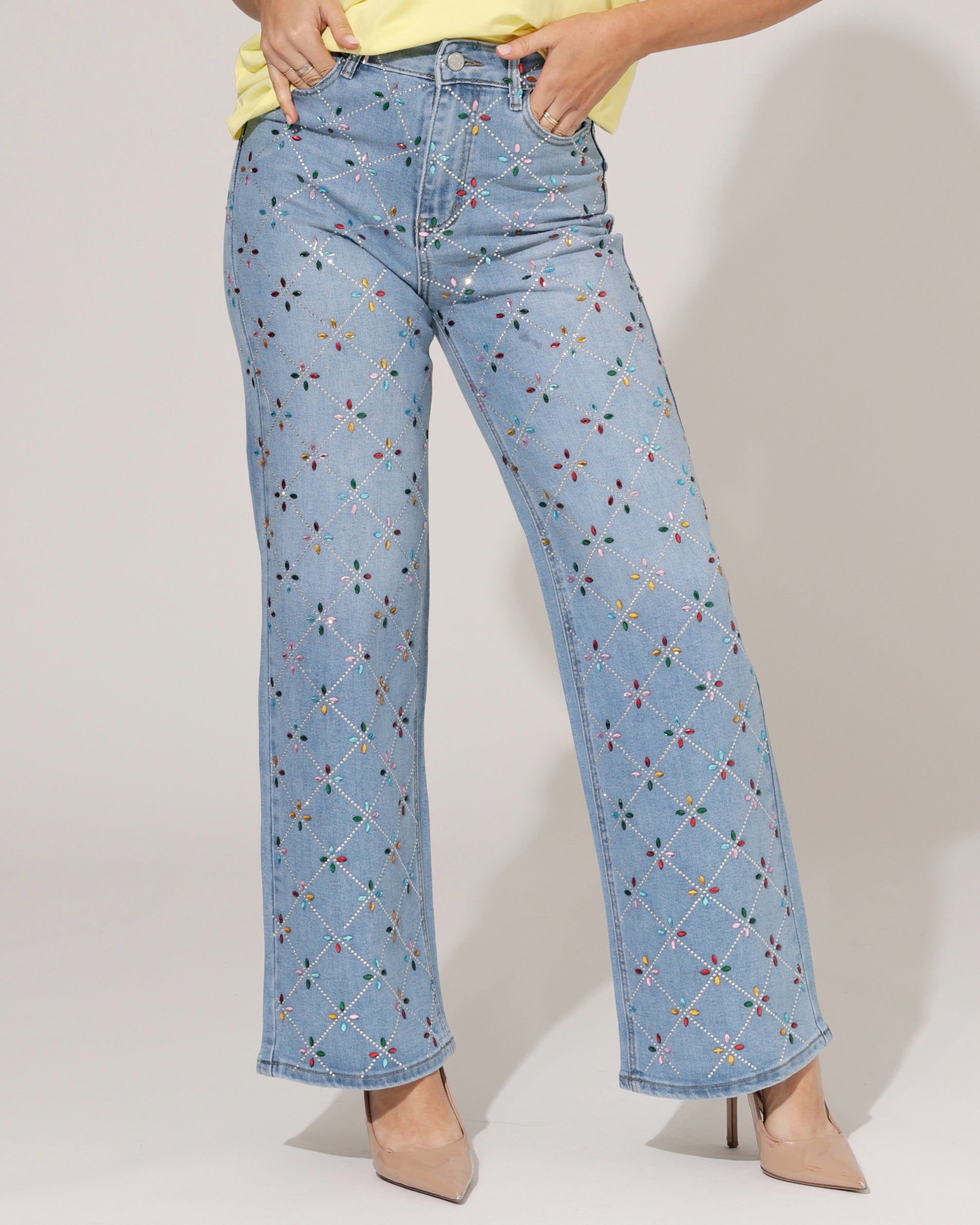 Folyrose | Wide leg jeans Roxann Blauw