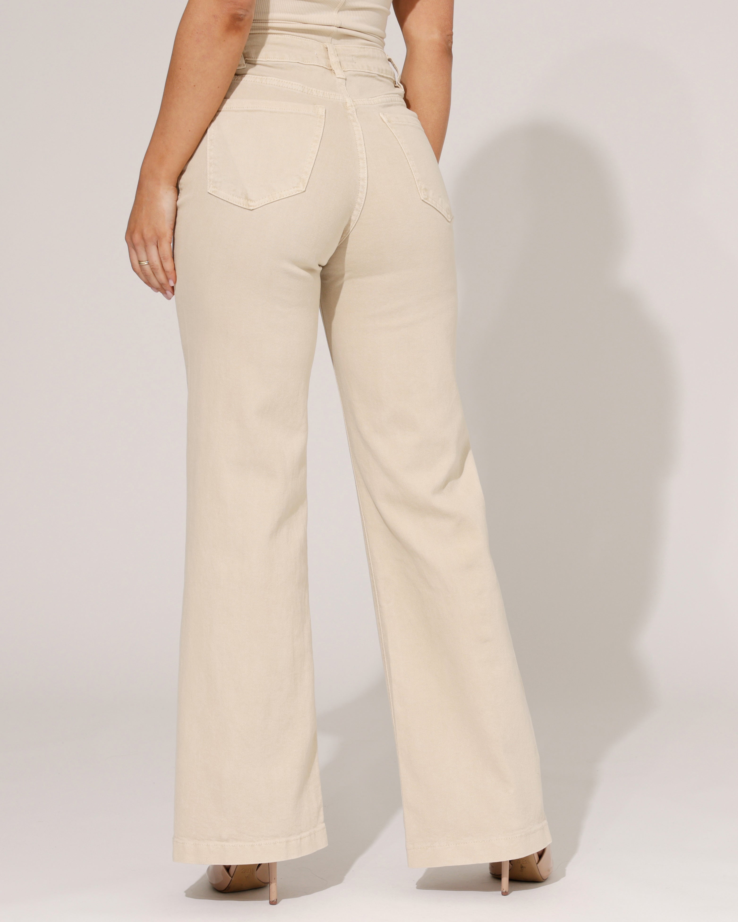 Jewelly | Wide leg jeans Jonna-3 Beige