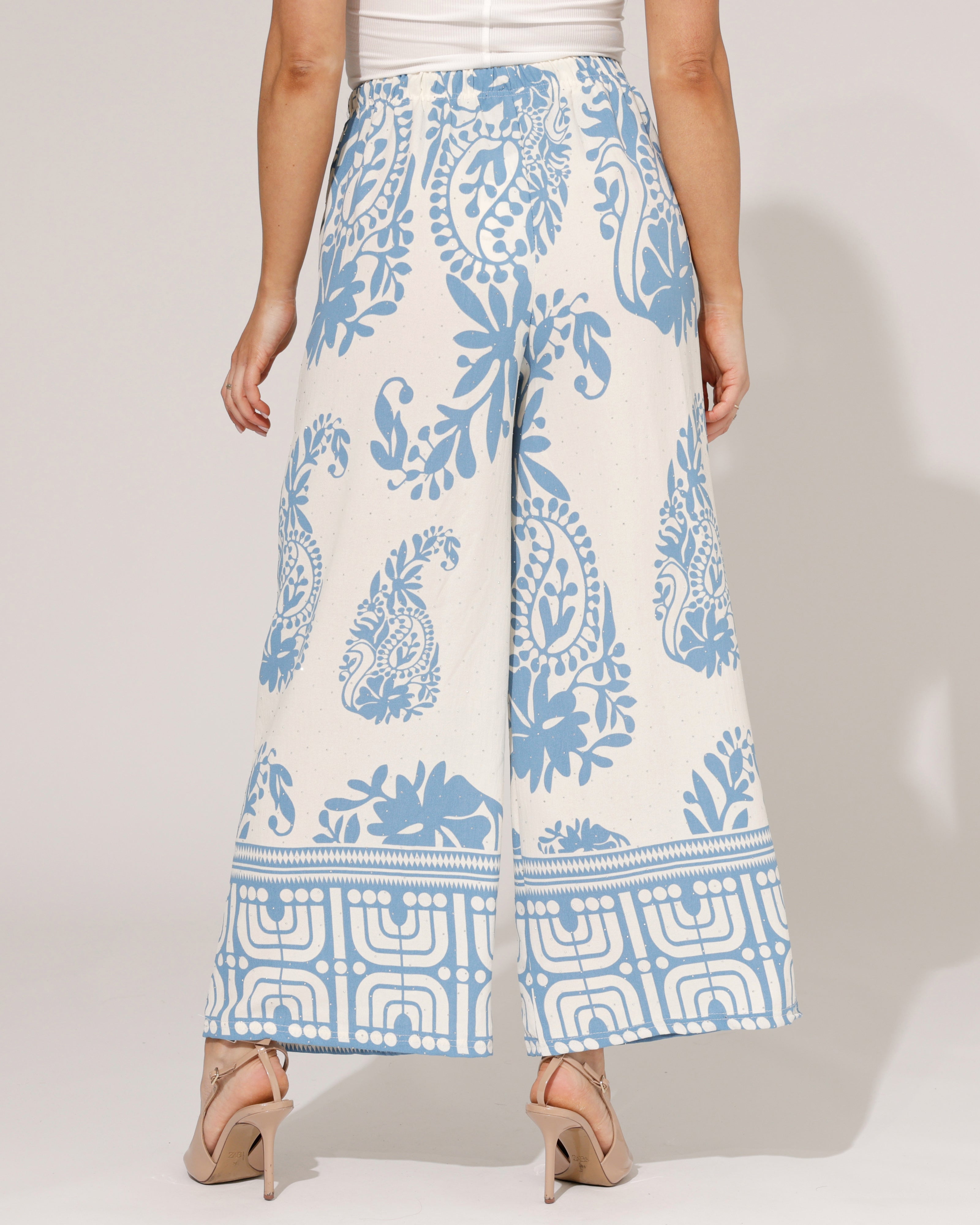 Wijde broek paisley print Farah Blauw