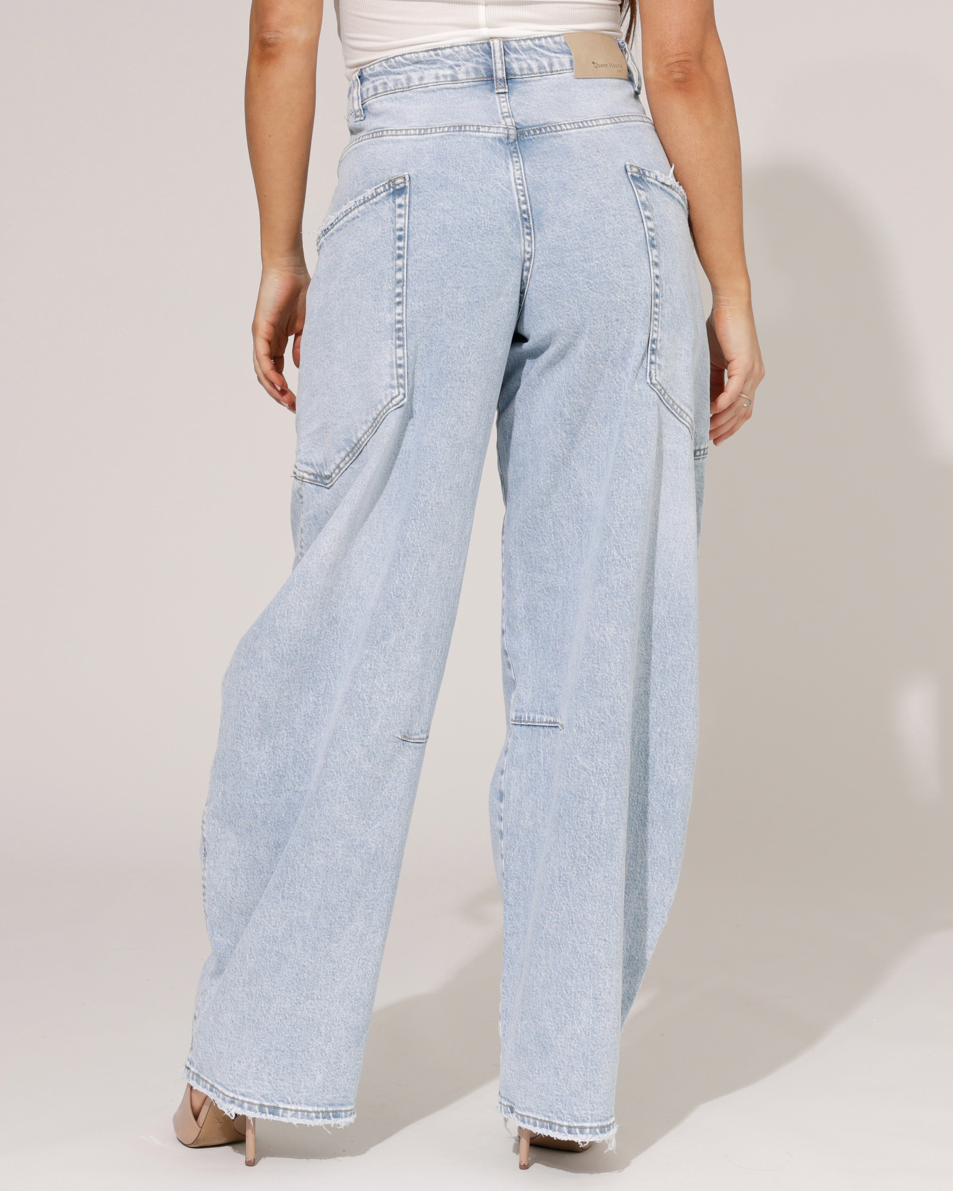 Queen Hearts | Barrel jeans met zak Gina-8 Blauw