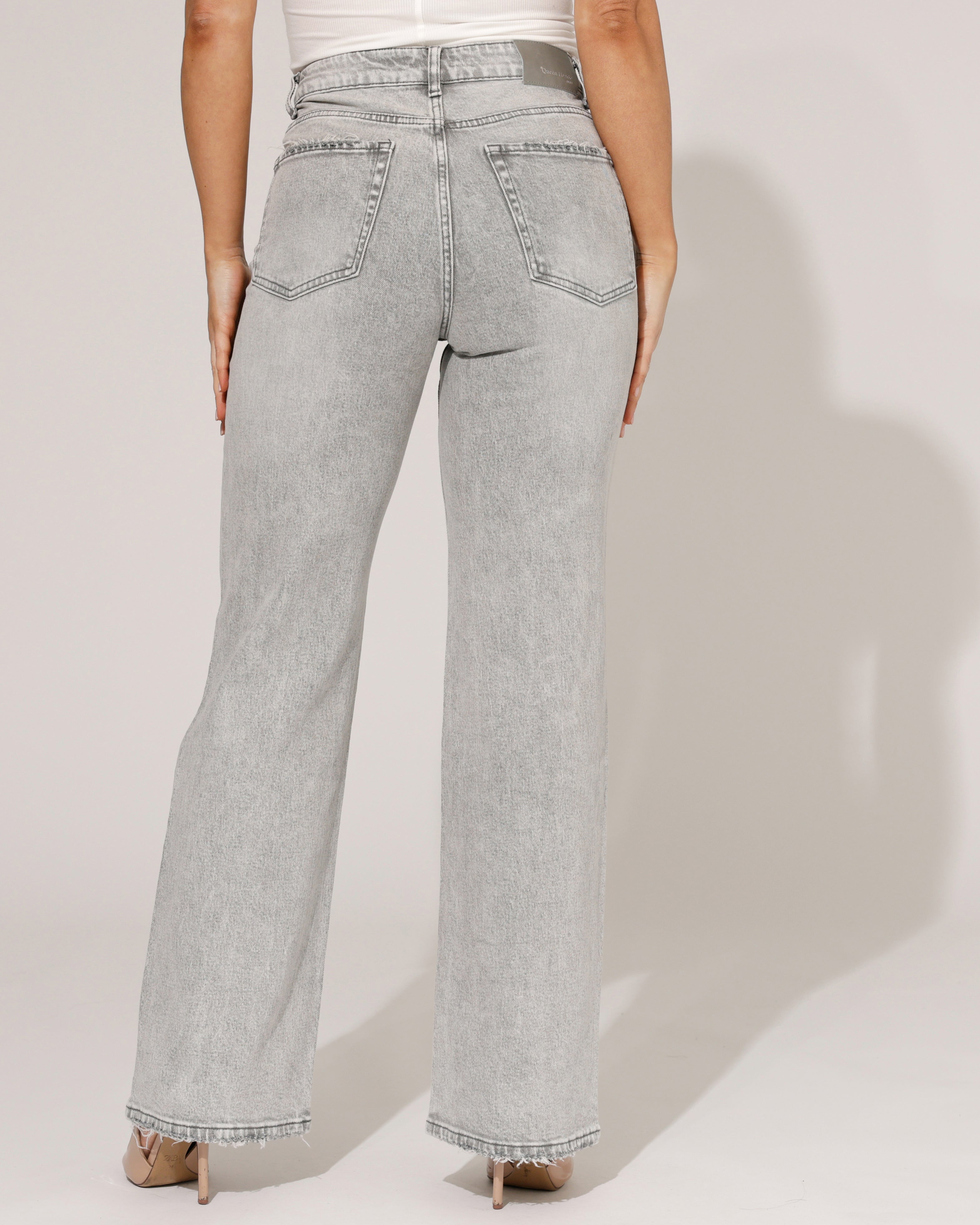 Queen Hearts | Wide leg jeans Janey Grijs
